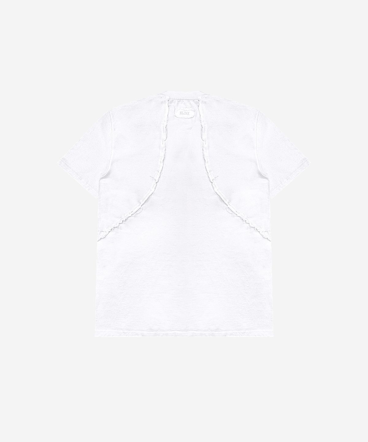 비엘알(BLR) Destroyed Gradation Bleached Short Sleeve White