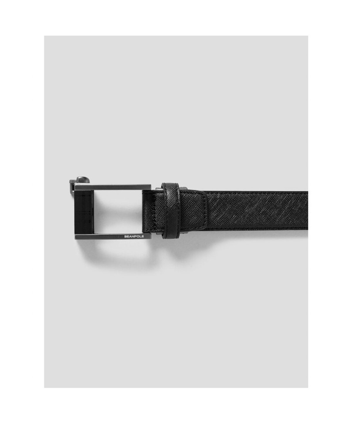 빈폴 액세서리(BEANPOLE ACCESSORY) 흑착 부분 체크 자동 버클 벨트 -  블랙