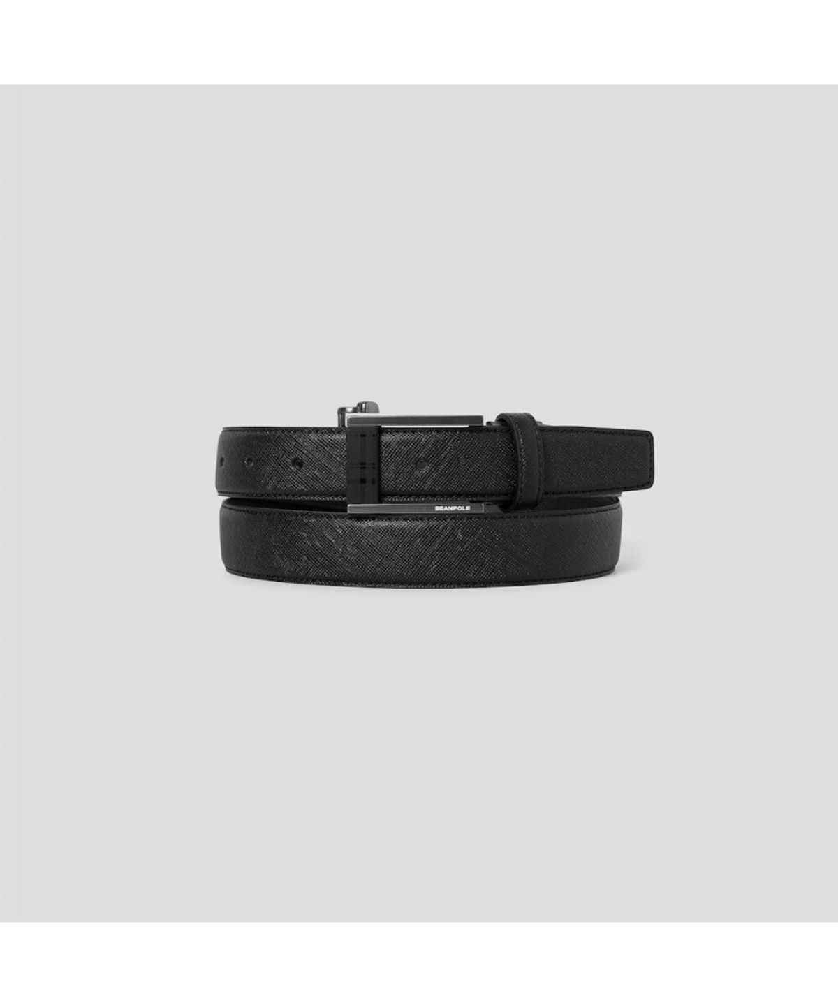 빈폴 액세서리(BEANPOLE ACCESSORY) 흑착 부분 체크 자동 버클 벨트 -  블랙