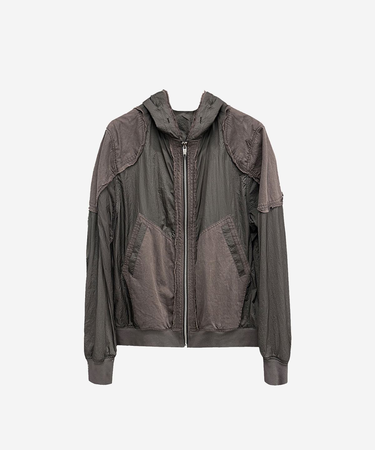 비엘알(BLR) Raw-edged Sheer Hoodie Jacket Black