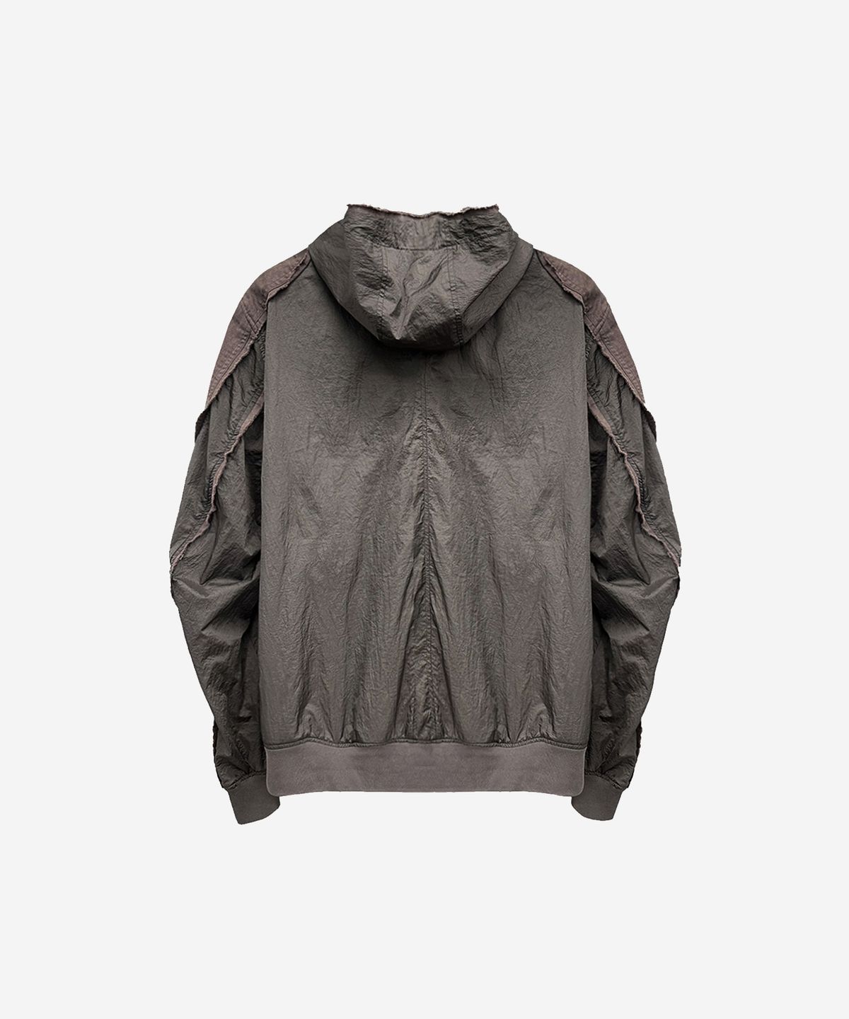 비엘알(BLR) Raw-edged Sheer Hoodie Jacket Black