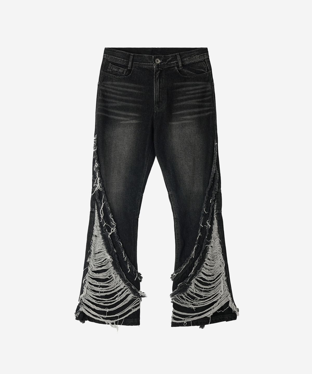 비엘알(BLR) Destroyed Crush Double Line Washing Denim Pants (MEN)