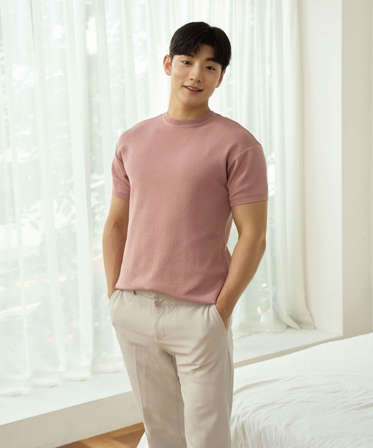 핵쿨남(HECKCOOLNAM) 어깨넓어보이는 아이스쿨링 남자 머슬핏 라운드 반팔 니트 티셔츠