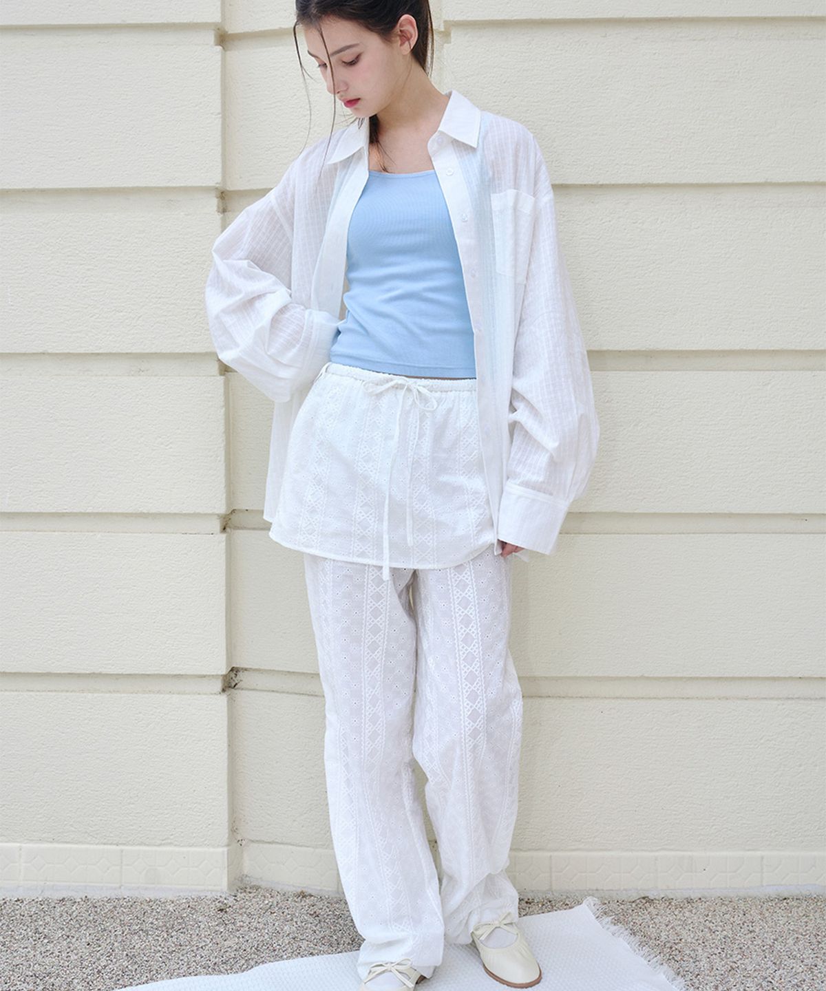 알키알카(ALKI ALKA) Eyelet Skirt Pants (1color)