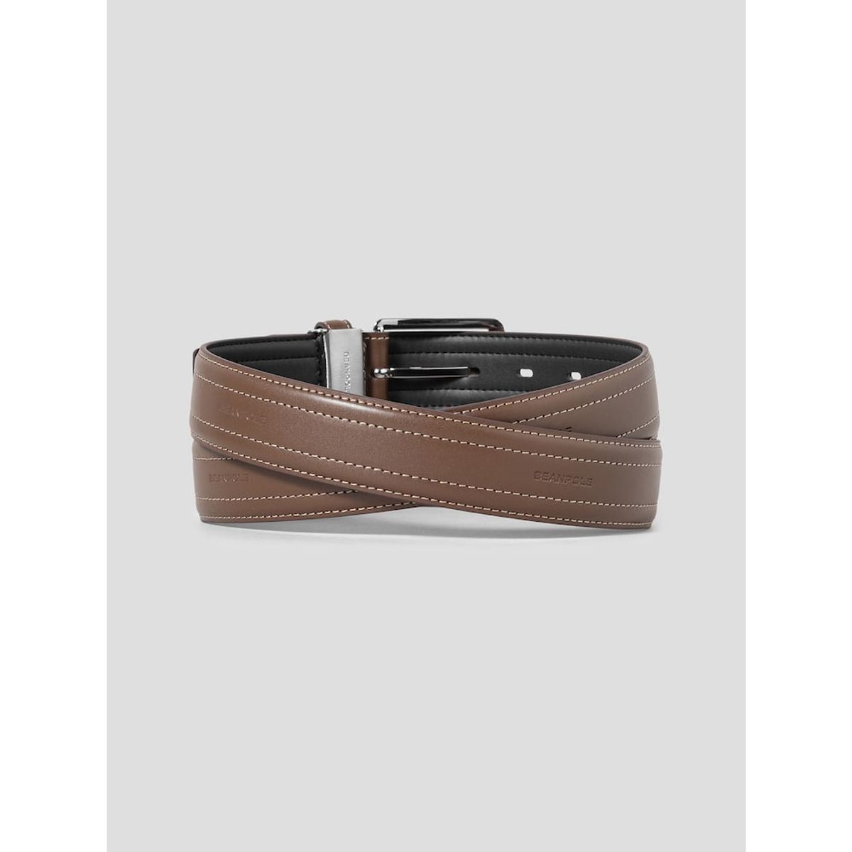 빈폴 액세서리(BEANPOLE ACCESSORY) 가죽 로고엠보 사각 버클 벨트 -  브릭