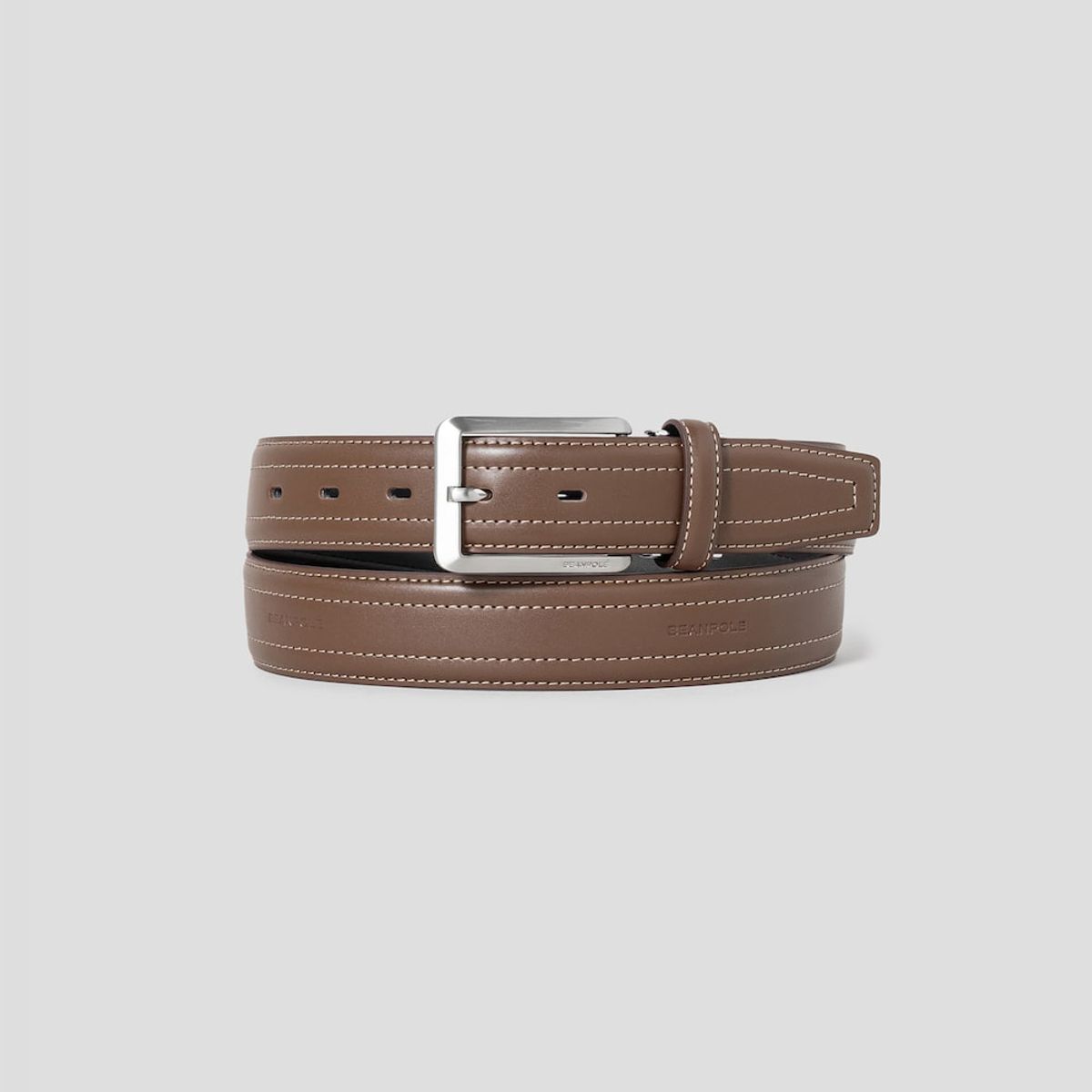 빈폴 액세서리(BEANPOLE ACCESSORY) 가죽 로고엠보 사각 버클 벨트 -  브릭