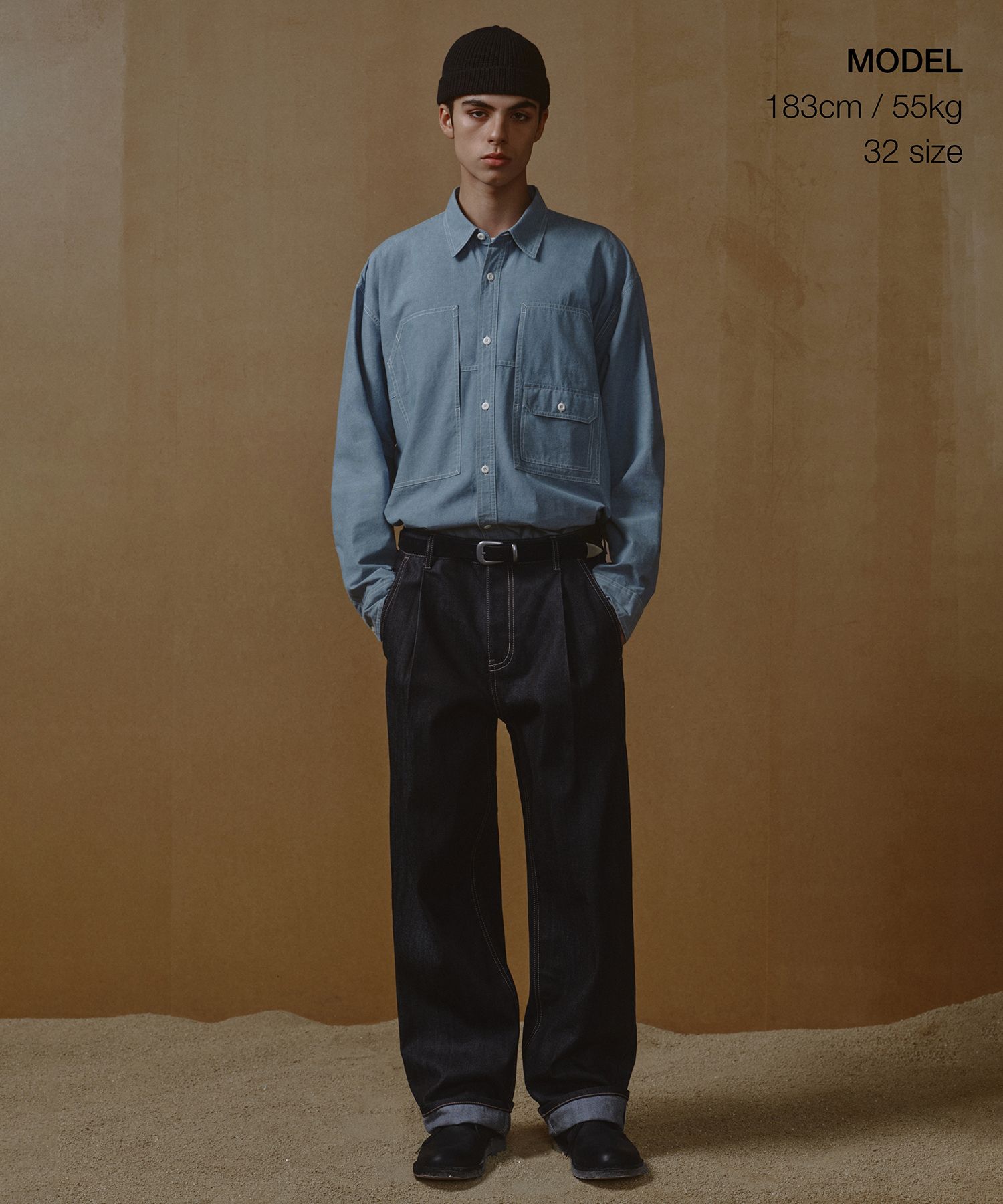 MUSINSA公式 | MUSINSA STANDARD Selvage One-Tuck Wide Denim Pants