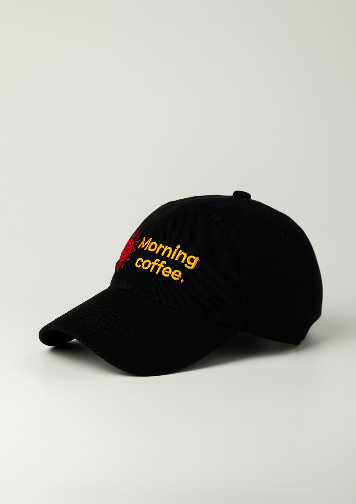 모닝커피런클럽(MORNINGCOFFEERUNCLUB) 모닝 커피 썬 로고 볼캡  블랙