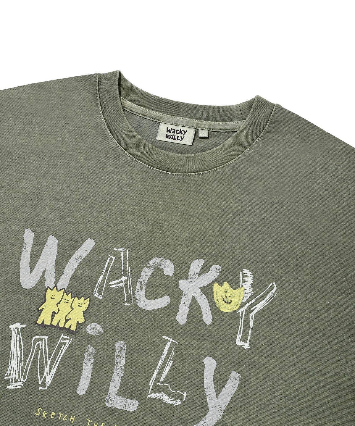 와키윌리(WACKY WILLY) 다잉 그래픽 롱슬리브 올리브 그린