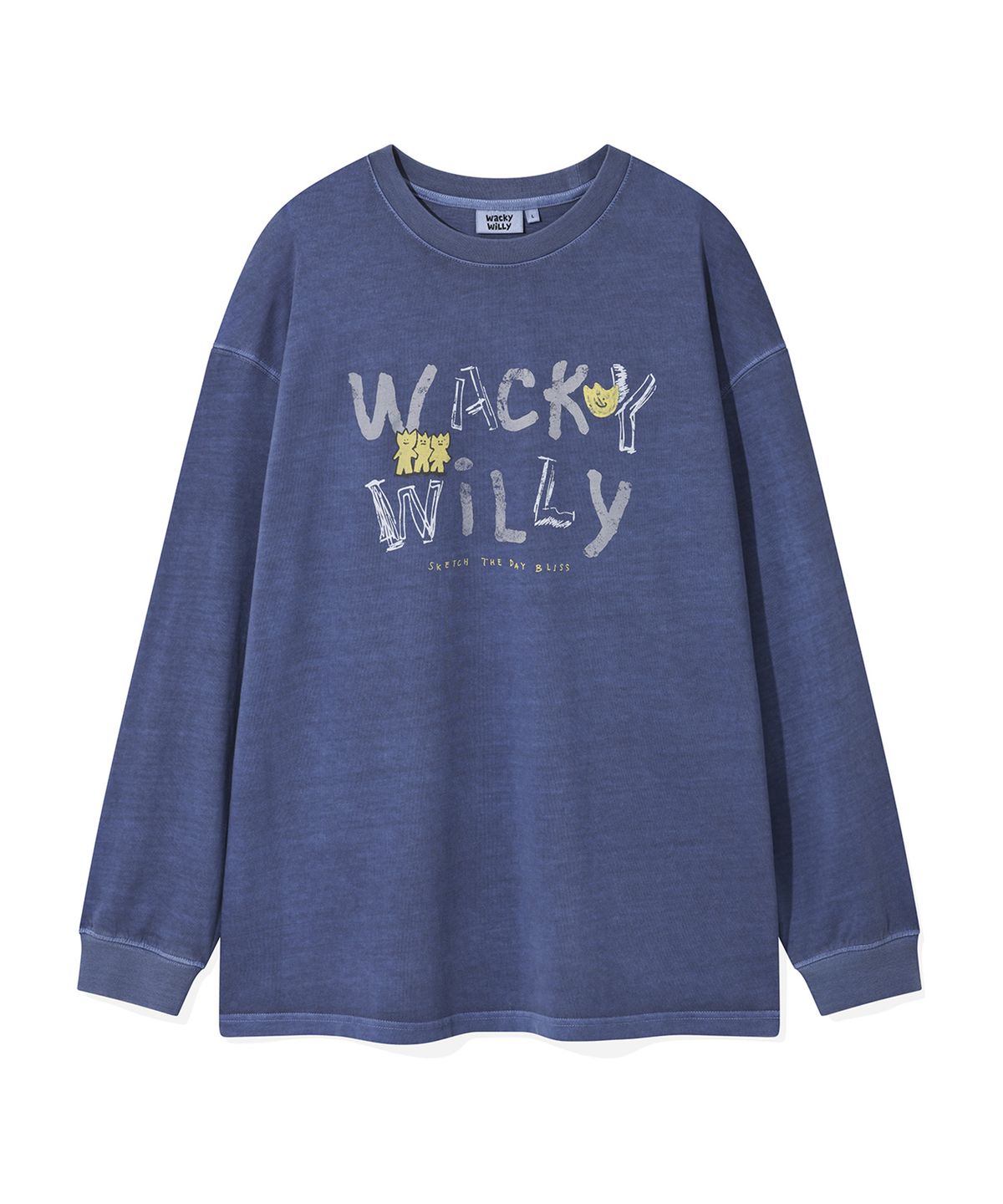 와키윌리(WACKY WILLY) 다잉 그래픽 롱슬리브 블루