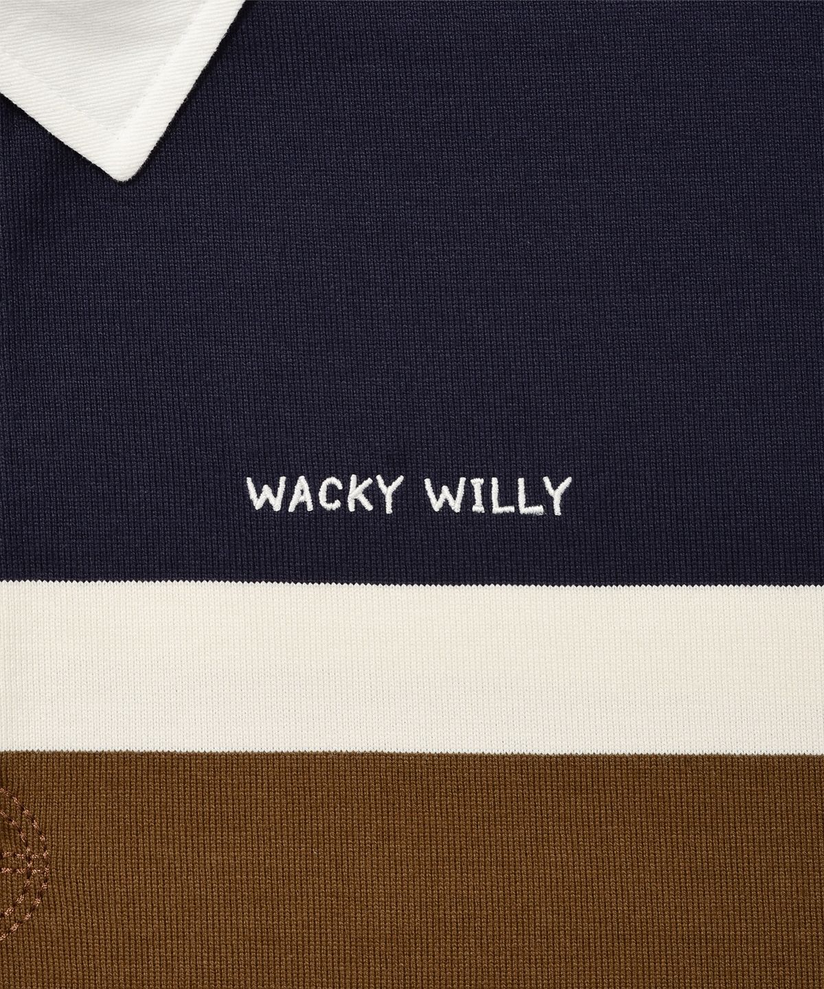 와키윌리(WACKY WILLY) 우먼스 스트라이프 카라 롱슬리브 네이비