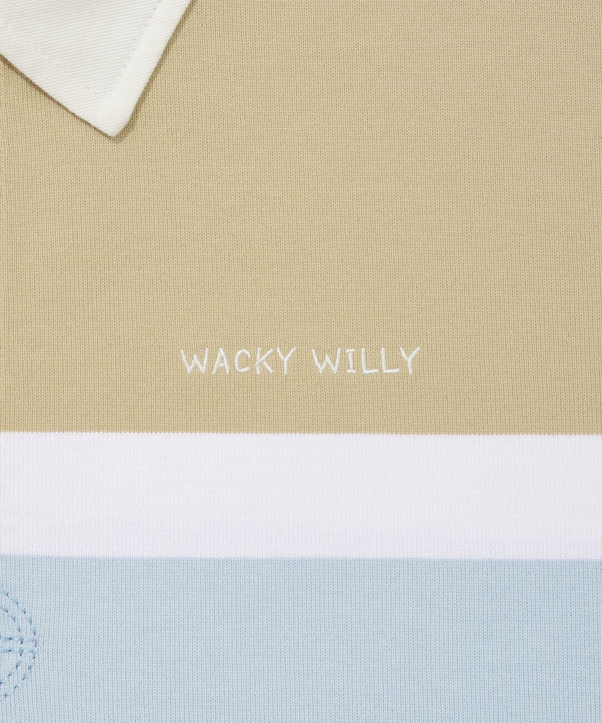 와키윌리(WACKY WILLY) 우먼스 스트라이프 카라 롱슬리브 베이지
