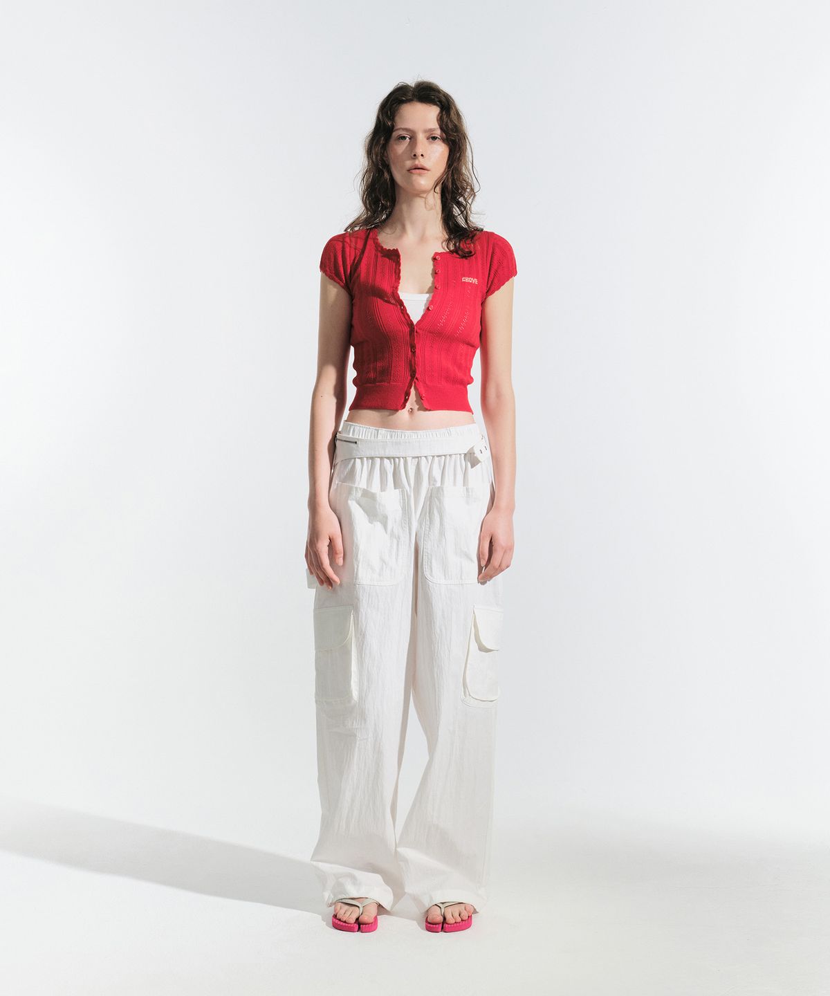 그로브(GROVE) KOI KNIT CARDIGAN (RED)