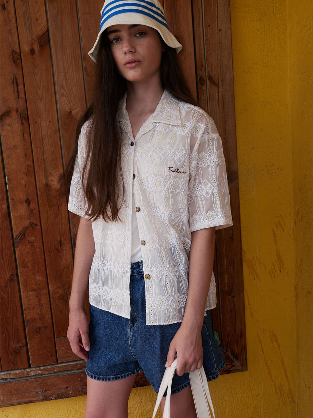 프리터(FRITUR) The NEEDLE Shirt White_F252ST10