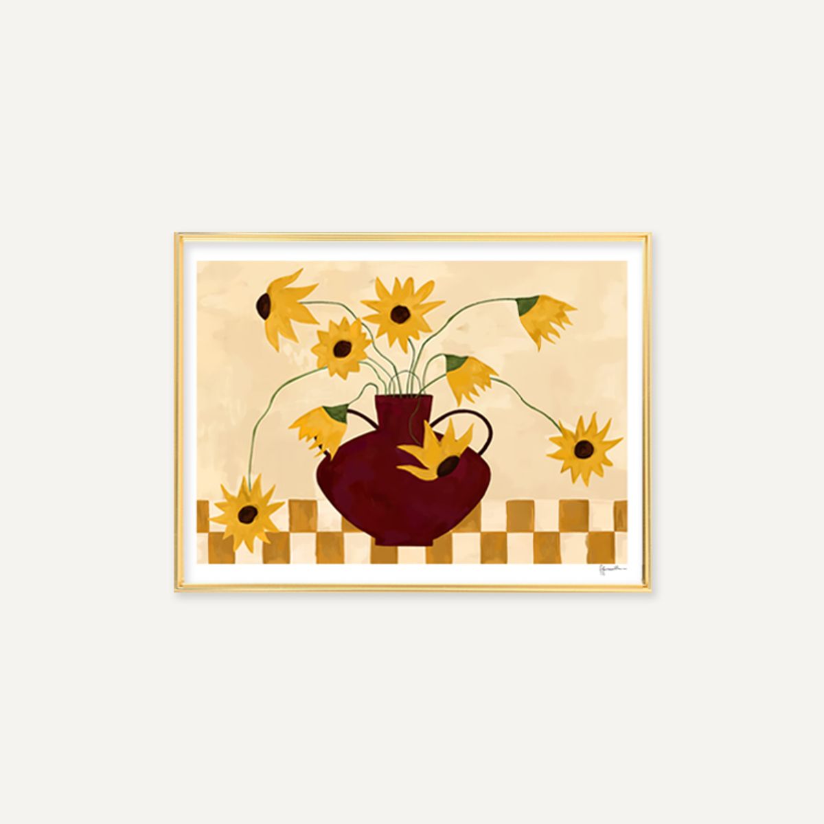 그릿시즌(GREET SEASON) 프랭키 펜윌 Sunflowers in Burgundy Vase (액자 포함)