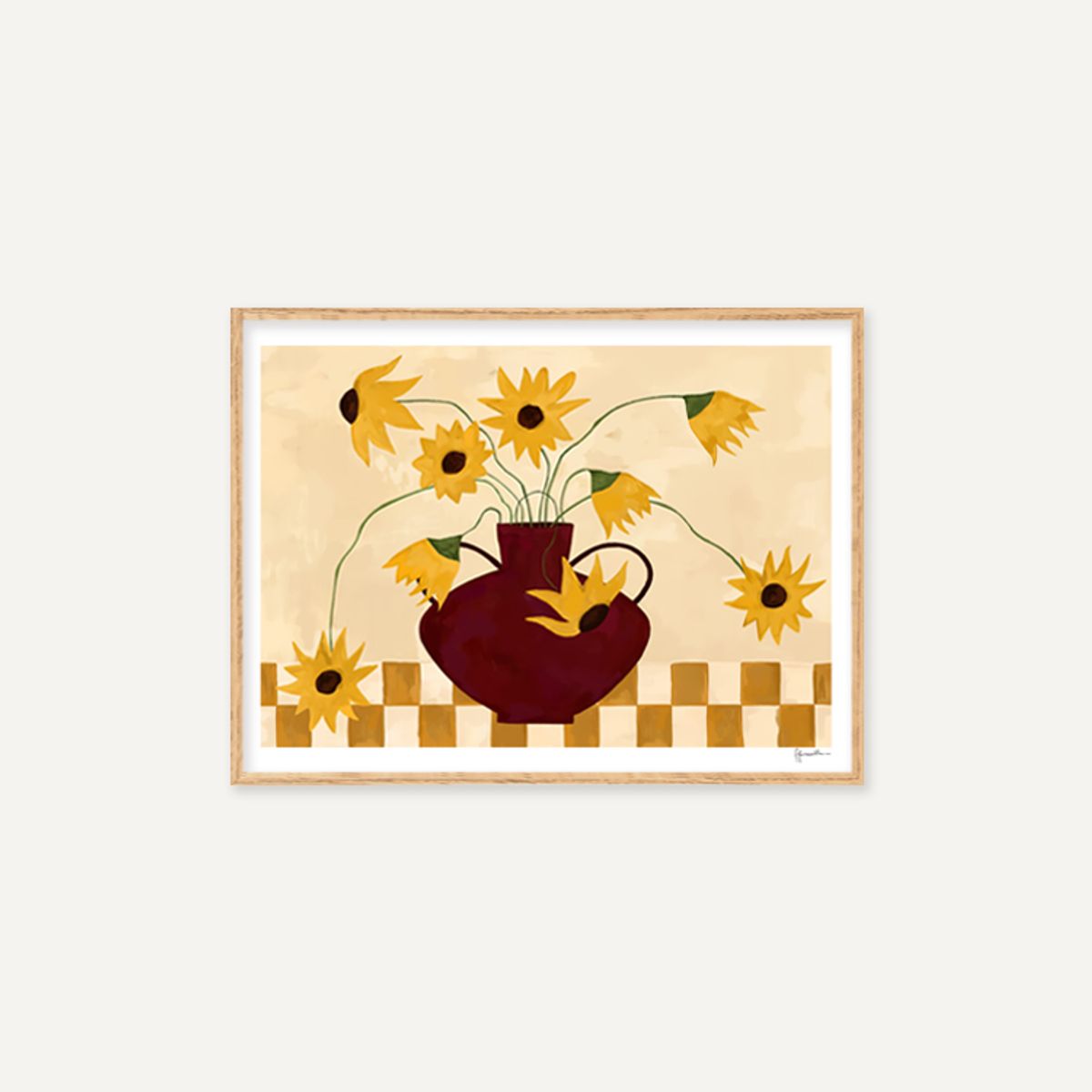 그릿시즌(GREET SEASON) 프랭키 펜윌 Sunflowers in Burgundy Vase (액자 포함)