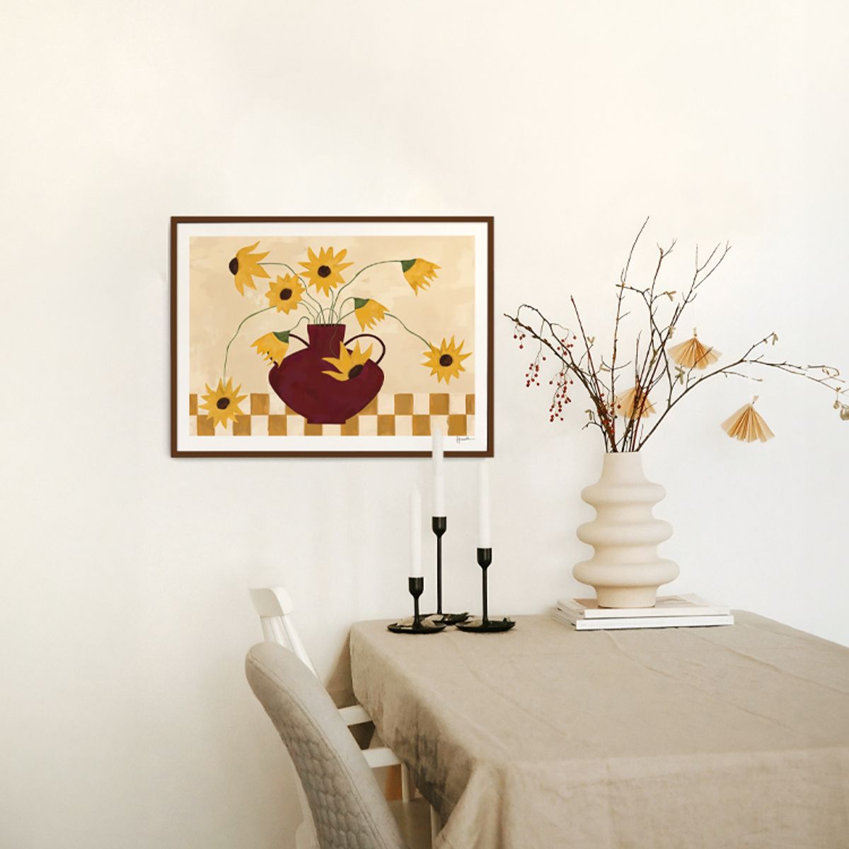 그릿시즌(GREET SEASON) 프랭키 펜윌 Sunflowers in Burgundy Vase (액자 포함)