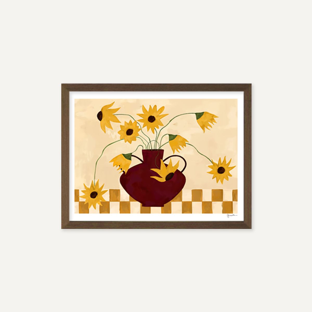 그릿시즌(GREET SEASON) 프랭키 펜윌 Sunflowers in Burgundy Vase (액자 포함)