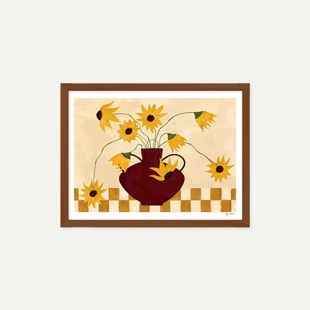 그릿시즌(GREET SEASON) 프랭키 펜윌 Sunflowers in Burgundy Vase (액자 포함)