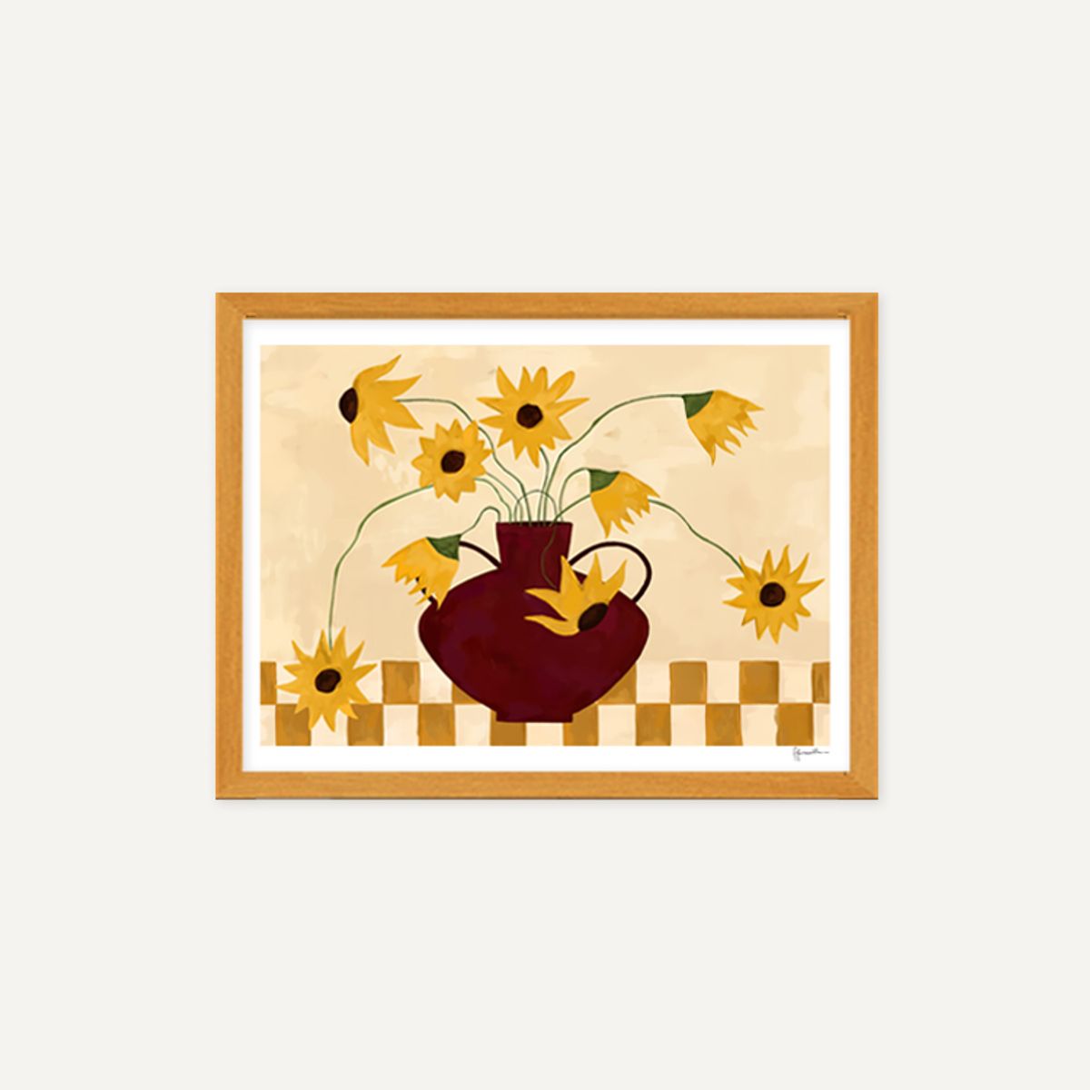 그릿시즌(GREET SEASON) 프랭키 펜윌 Sunflowers in Burgundy Vase (액자 포함)
