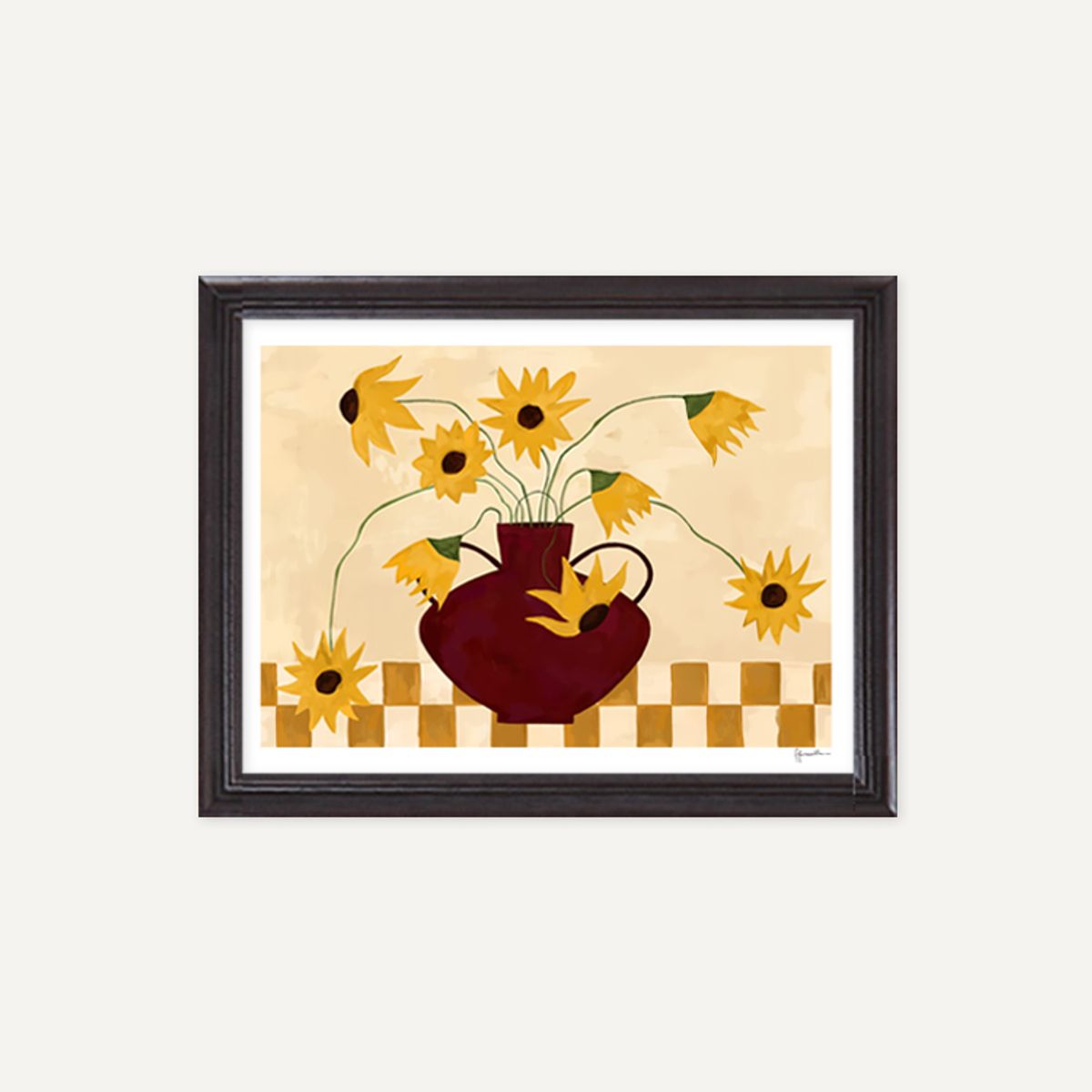 그릿시즌(GREET SEASON) 프랭키 펜윌 Sunflowers in Burgundy Vase (액자 포함)