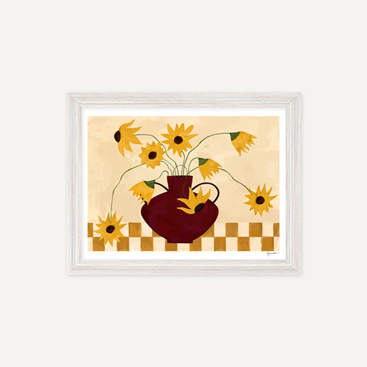 그릿시즌(GREET SEASON) 프랭키 펜윌 Sunflowers in Burgundy Vase (액자 포함)