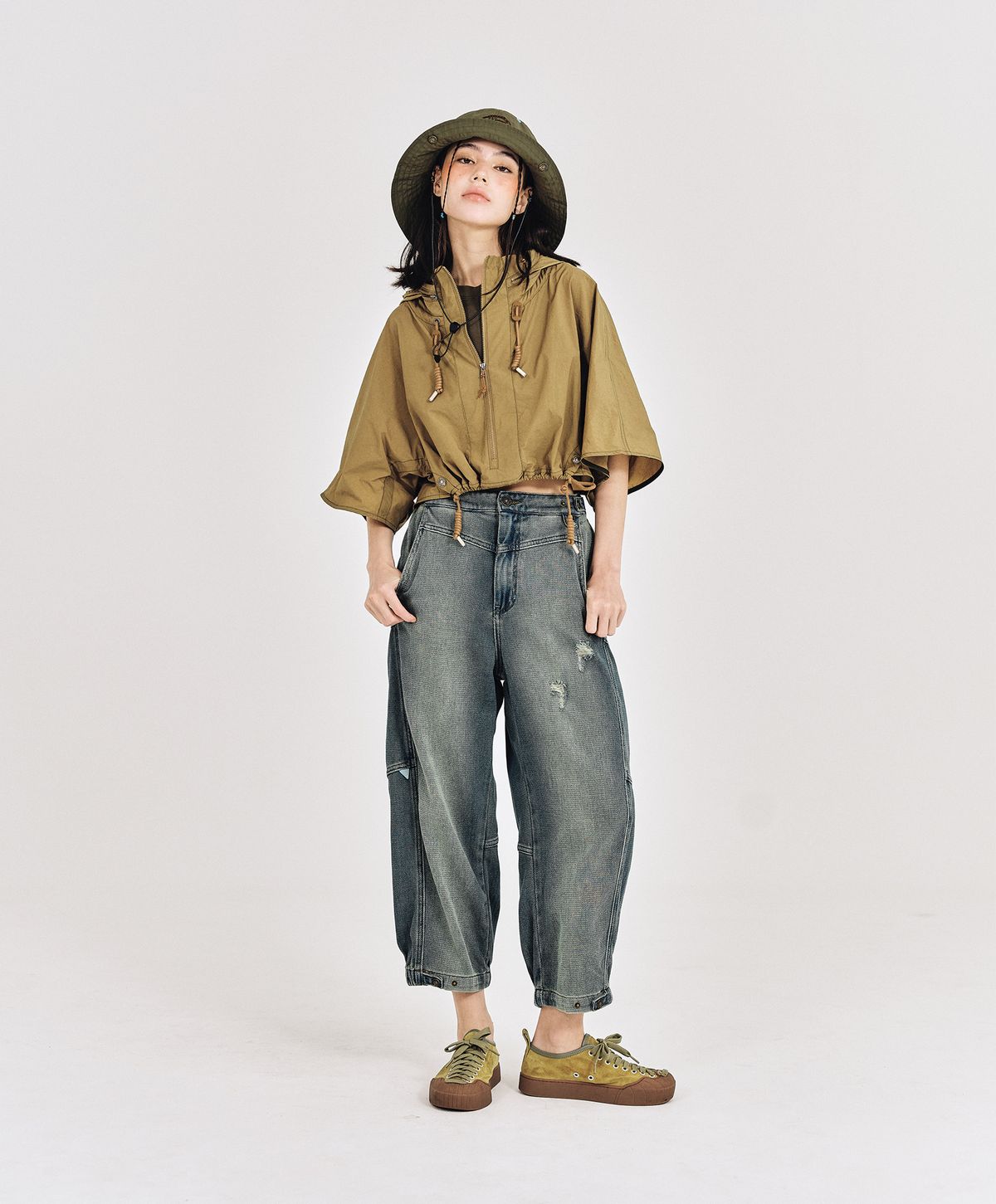 누크피터(NUUKFITTER) WASHING CURVED BALLON JEANS [ICE BLUE]