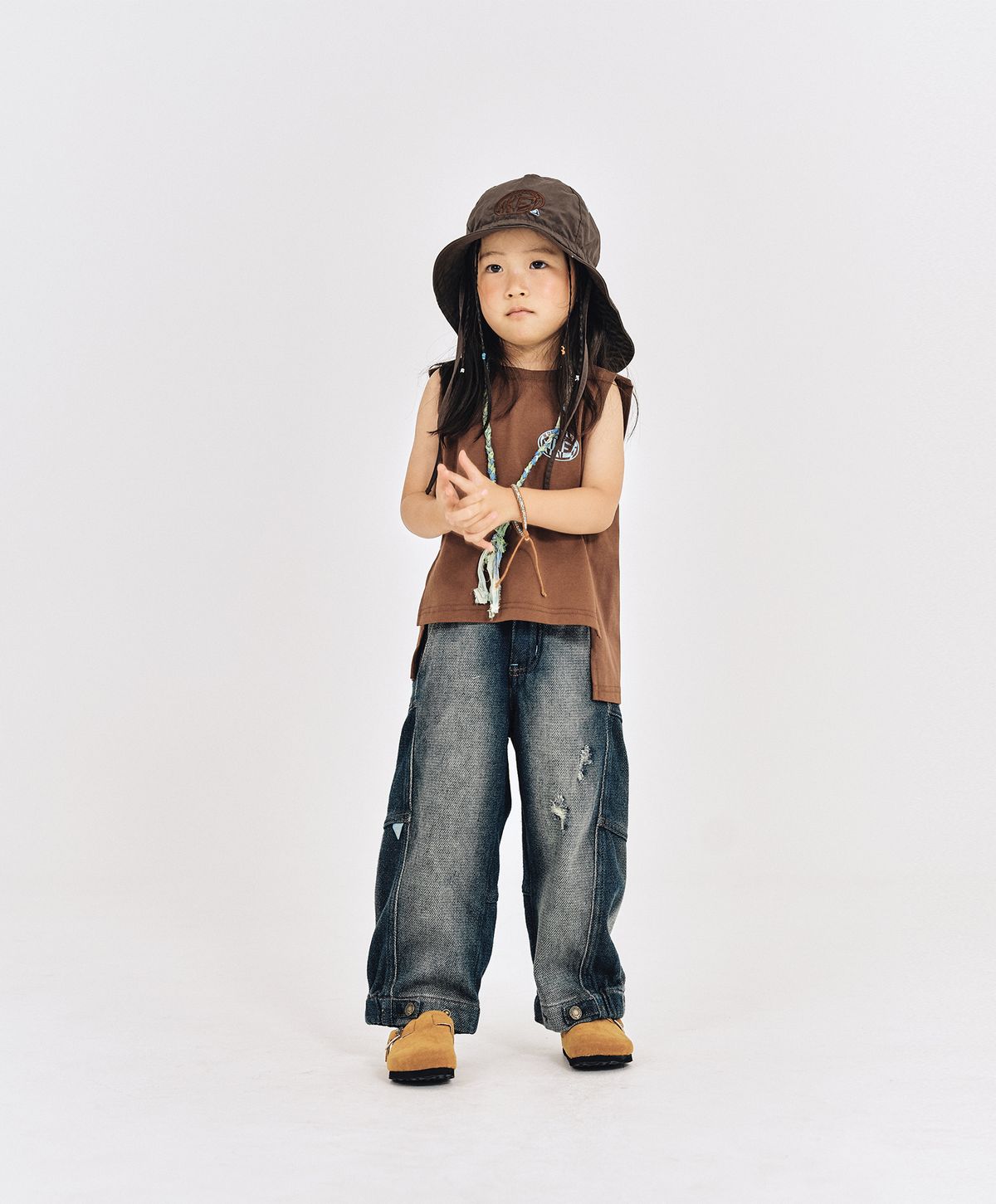 누크피터(NUUKFITTER) WASHING CURVED BALLON JEANS_KIDS [NAVY]