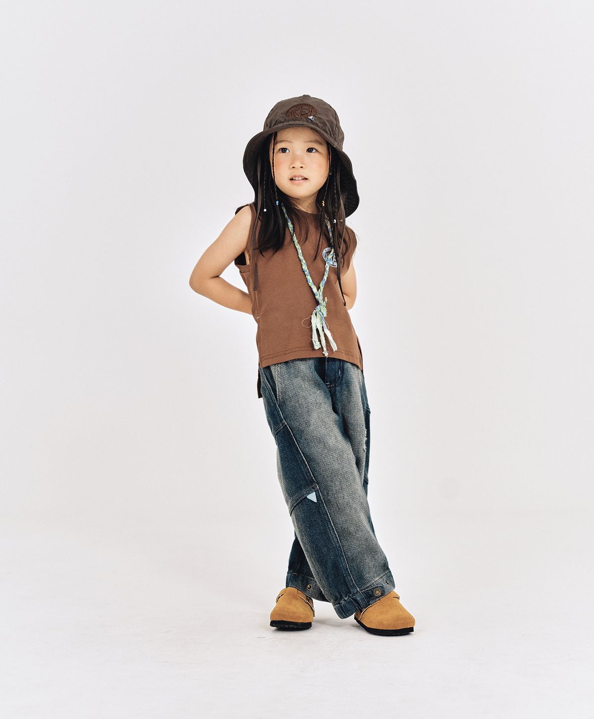 누크피터(NUUKFITTER) WASHING CURVED BALLON JEANS_KIDS [NAVY]