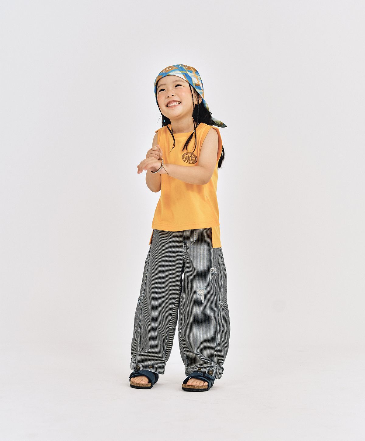 누크피터(NUUKFITTER) WASHING CURVED BALLON JEANS_KIDS [BLUE(STRIPE)]