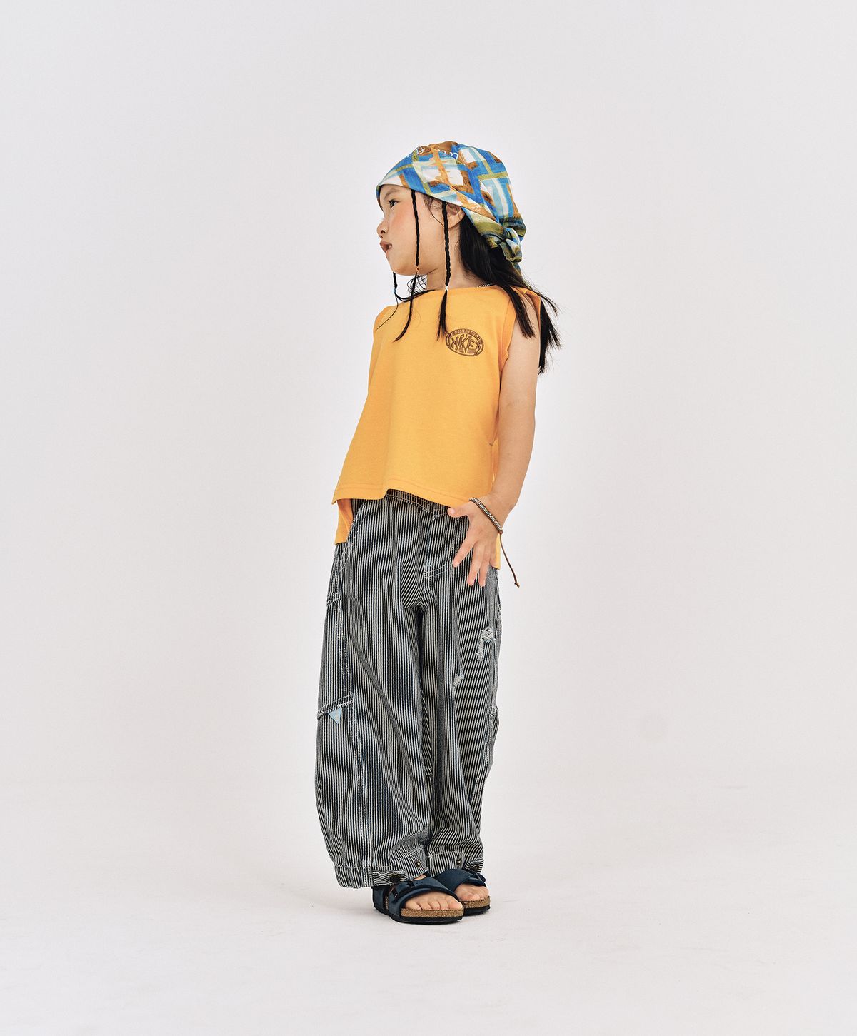 누크피터(NUUKFITTER) WASHING CURVED BALLON JEANS_KIDS [BLUE(STRIPE)]
