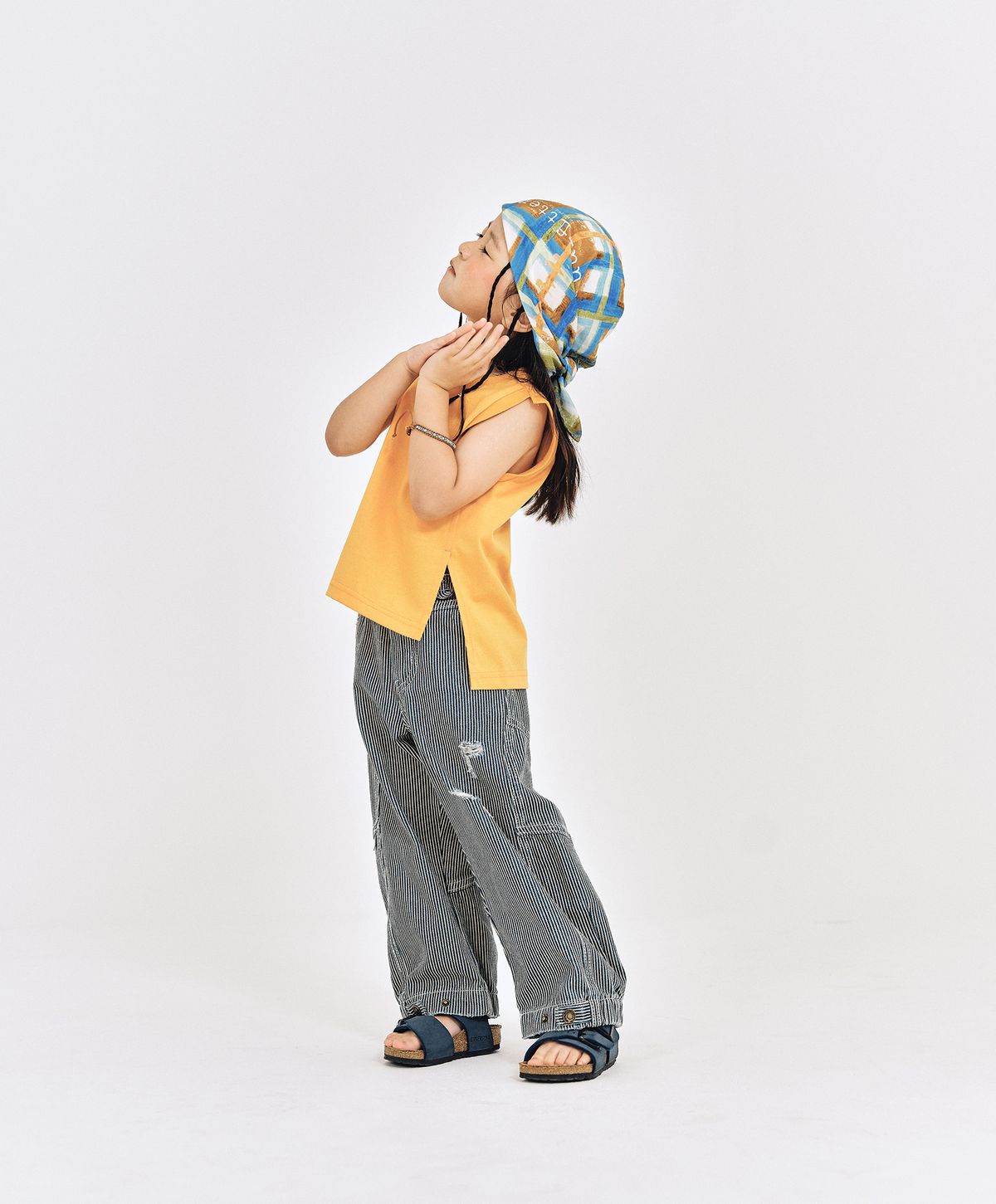 누크피터(NUUKFITTER) WASHING CURVED BALLON JEANS_KIDS [BLUE(STRIPE)]