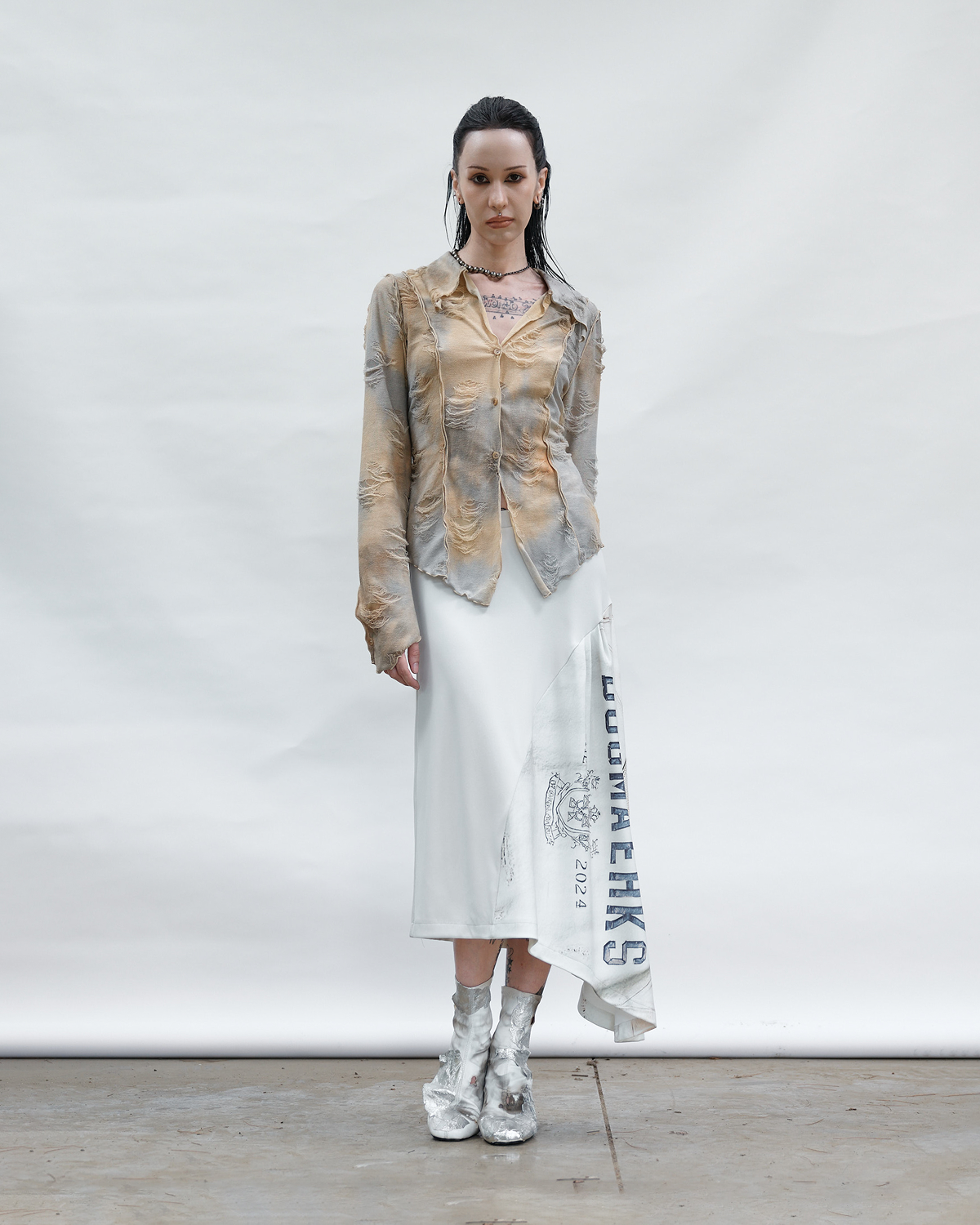 도그마 엑스(DOGMA EHKS) DISTRESSED BLOUSE DIRTY YELLOW