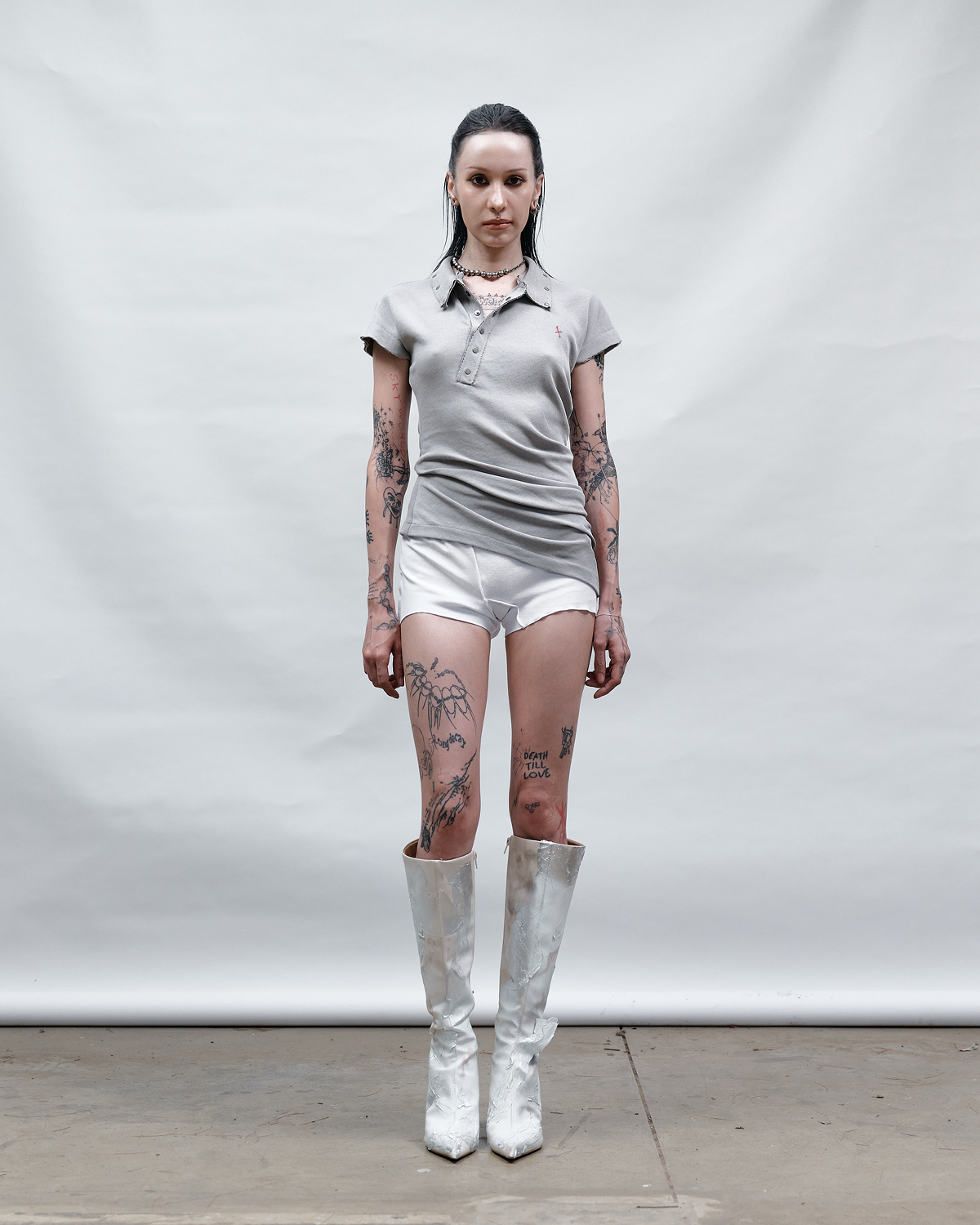 도그마 엑스(DOGMA EHKS) TWISTED POLO SHORT SLEEVE LIGHT GREY