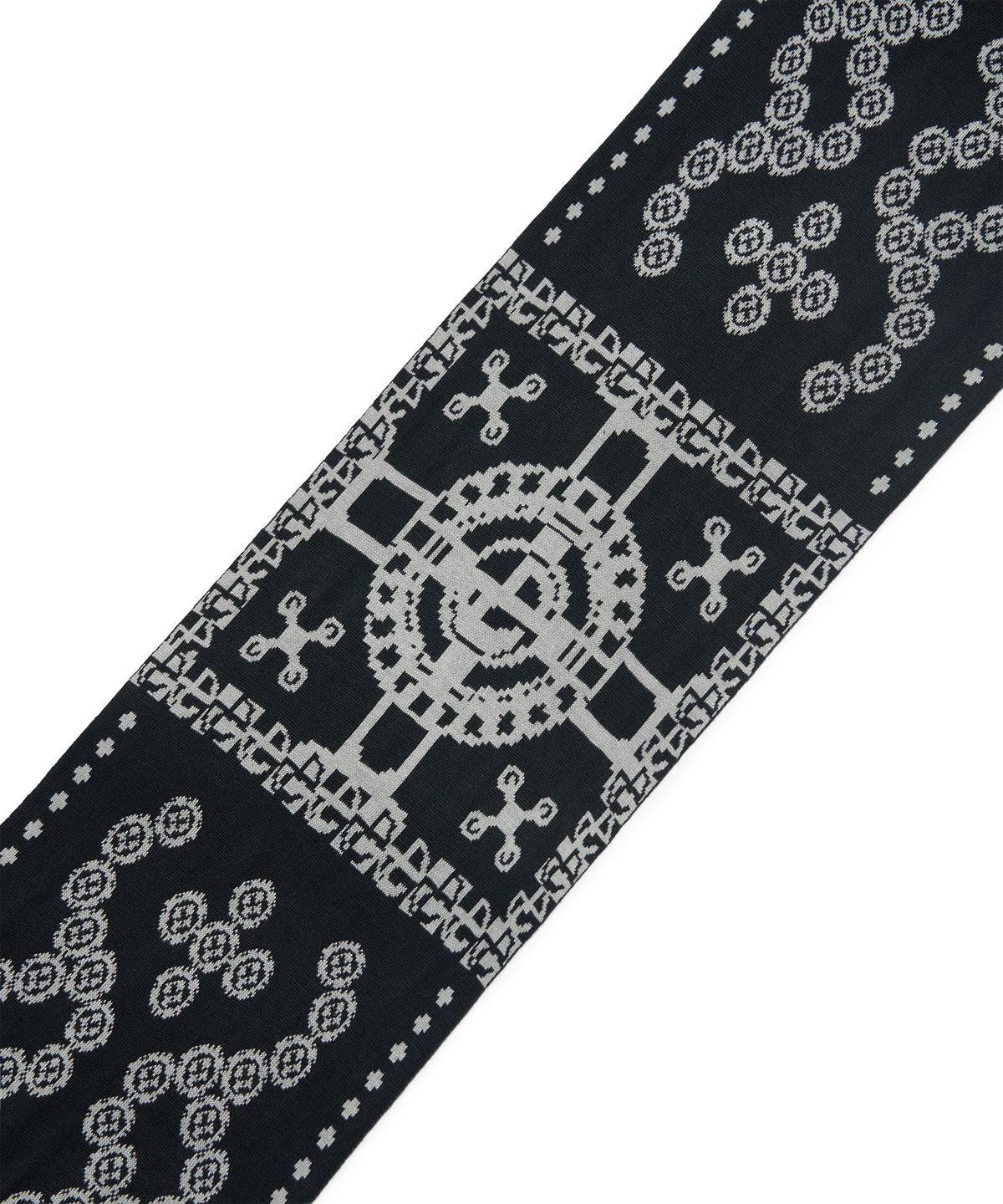 노매뉴얼(NOMANUAL) GEAR PATTERN JACQUARD MUFFLER - BLACK
