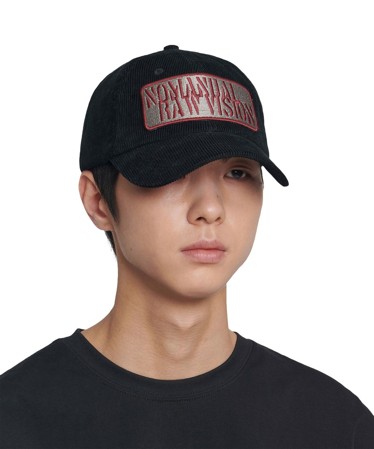 노매뉴얼(NOMANUAL) SIGN PATCHED CORDUROY BALL CAP - BLACK