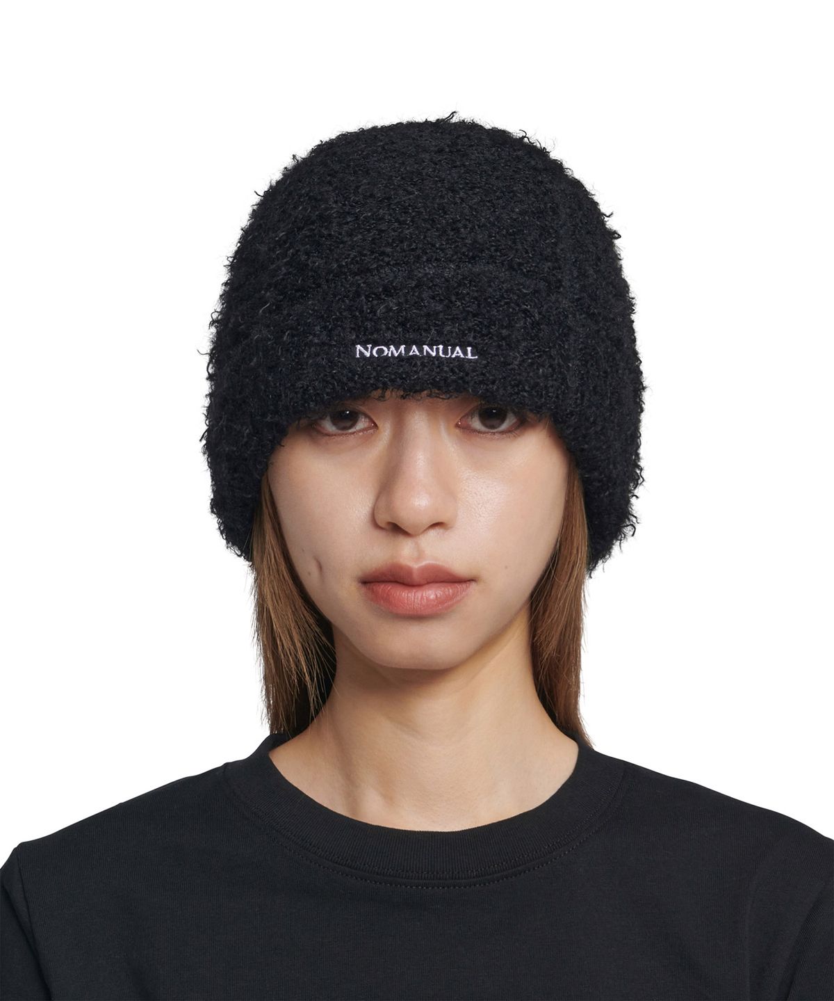 노매뉴얼(NOMANUAL) NEST HAIRY BEANIE - BLACK