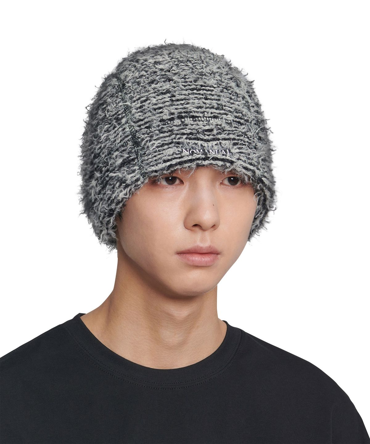 노매뉴얼(NOMANUAL) NEST HAIRY BEANIE - MIXED BLACK