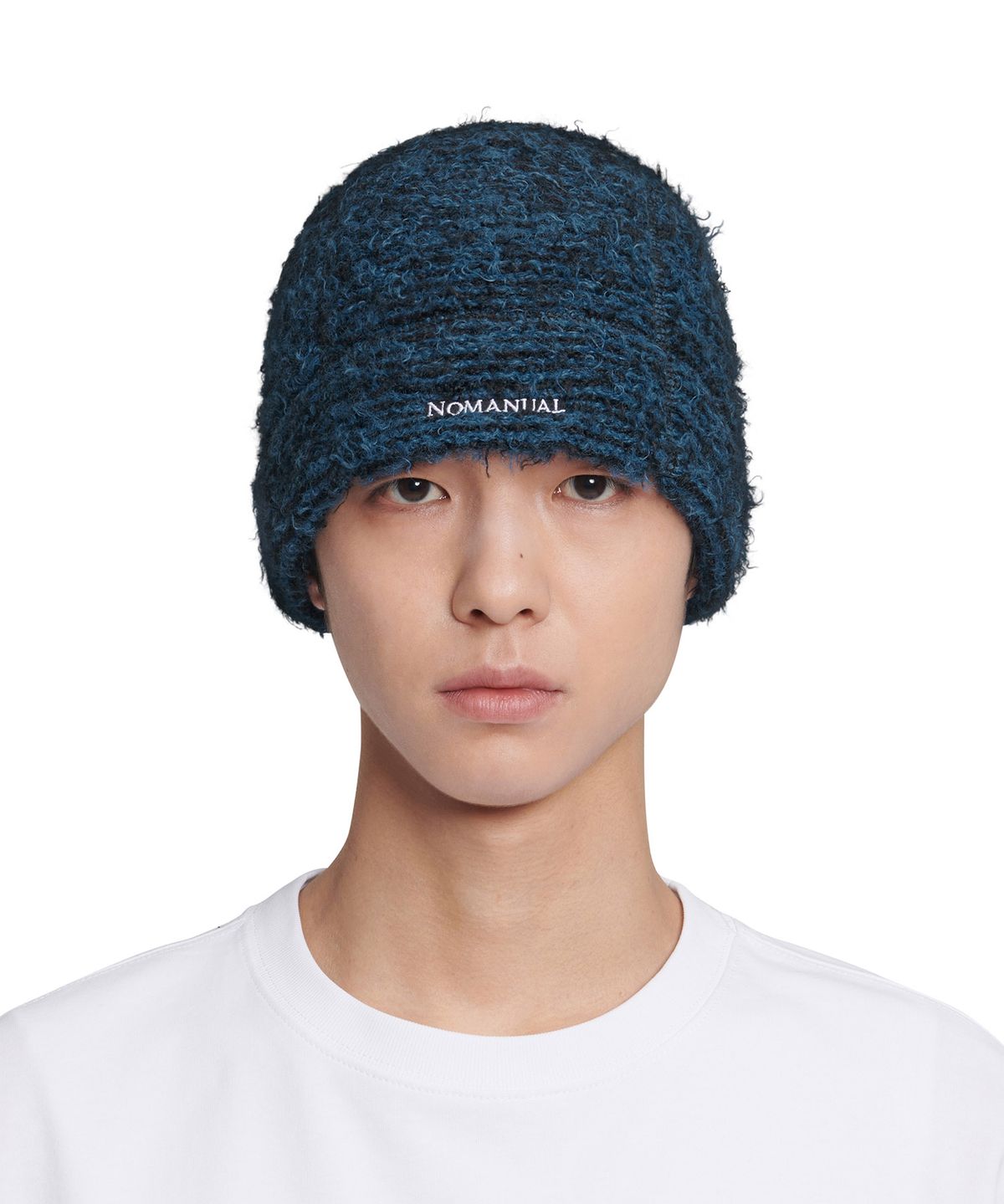 노매뉴얼(NOMANUAL) NEST HAIRY BEANIE - MIXED BLUE
