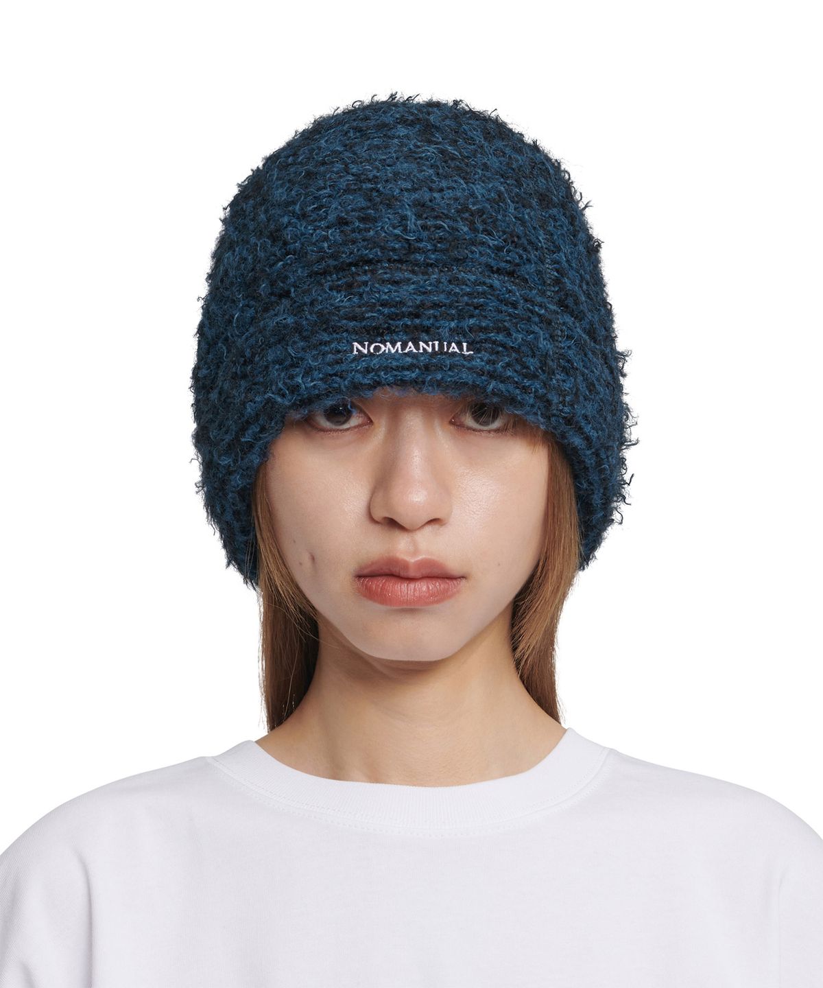 노매뉴얼(NOMANUAL) NEST HAIRY BEANIE - MIXED BLUE