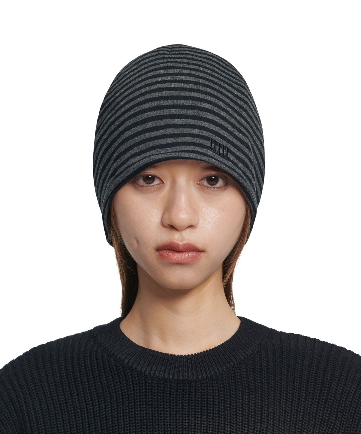 노매뉴얼(NOMANUAL) NM STRIPE BEANIE - BLACK