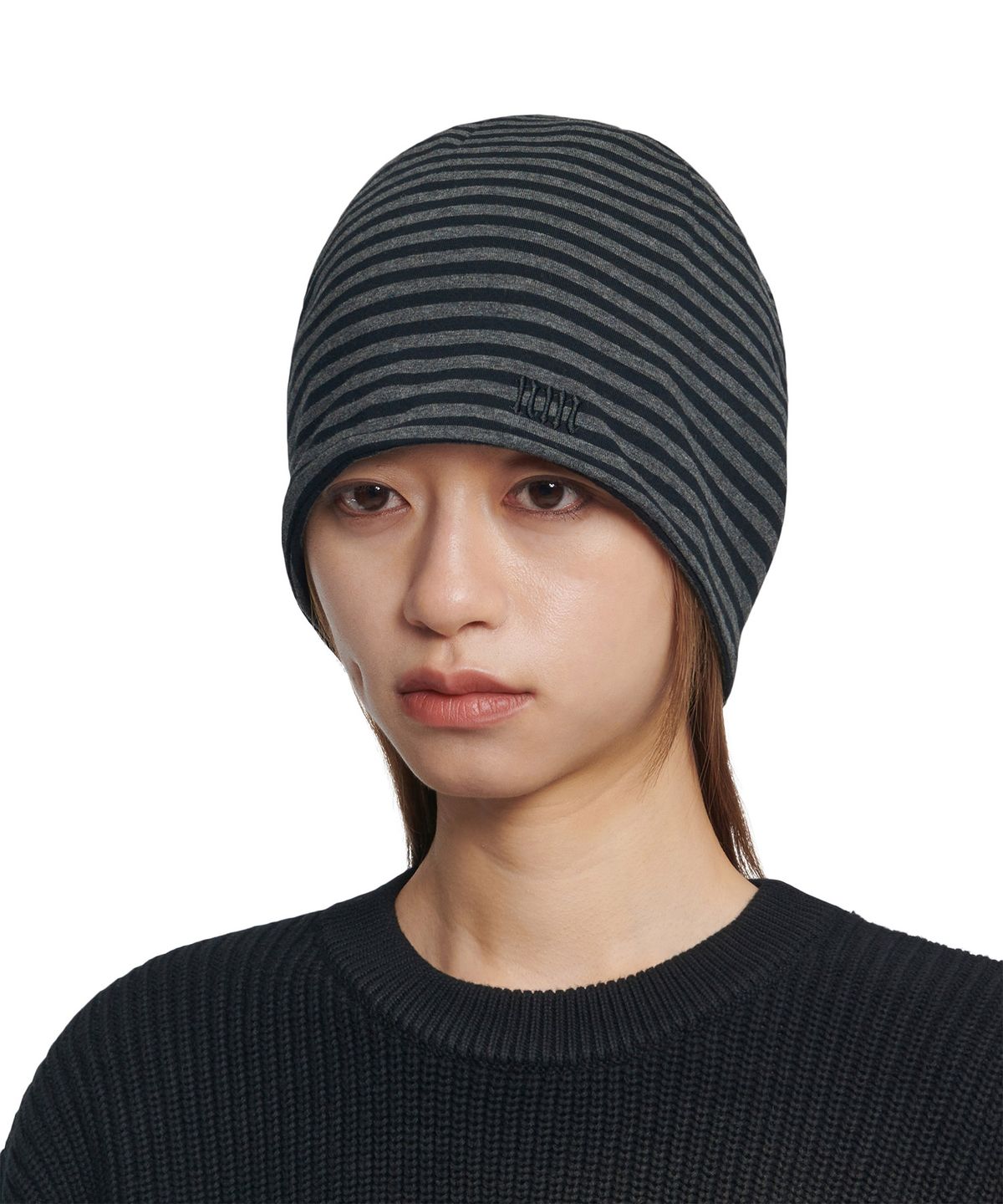 노매뉴얼(NOMANUAL) NM STRIPE BEANIE - BLACK