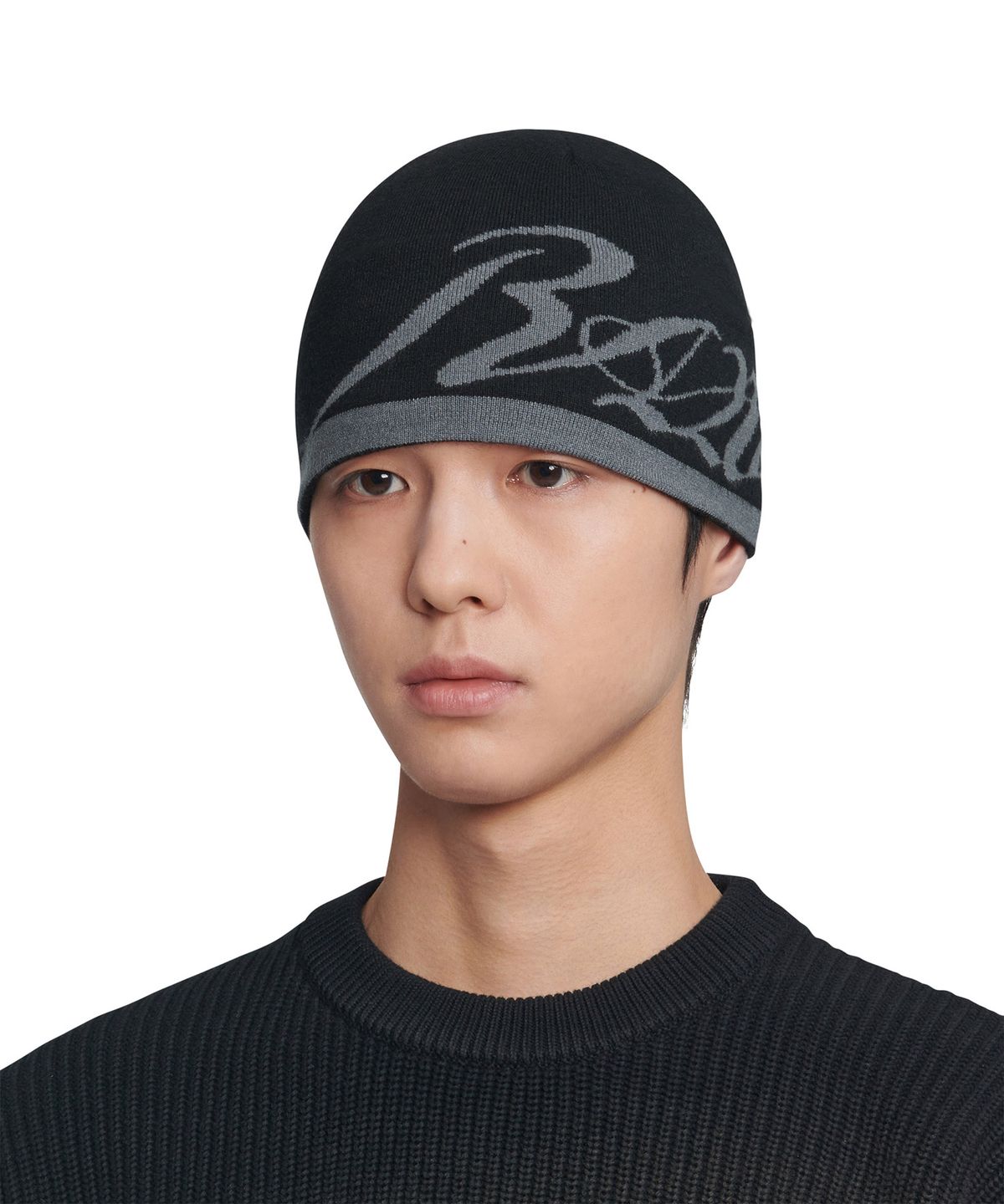 노매뉴얼(NOMANUAL) RAW JACQUARD BEANIE - BLACK