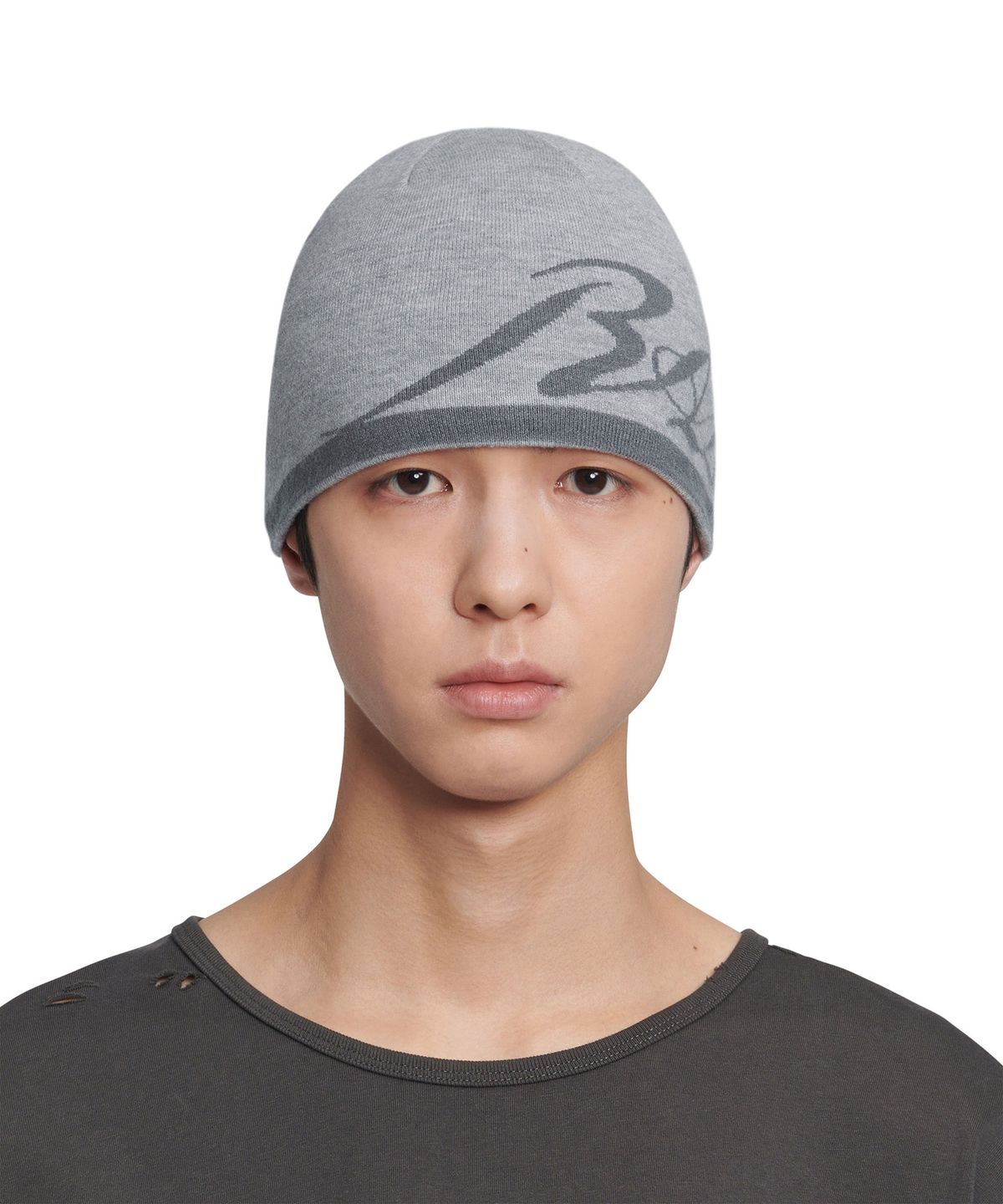 노매뉴얼(NOMANUAL) RAW JACQUARD BEANIE - GRAY