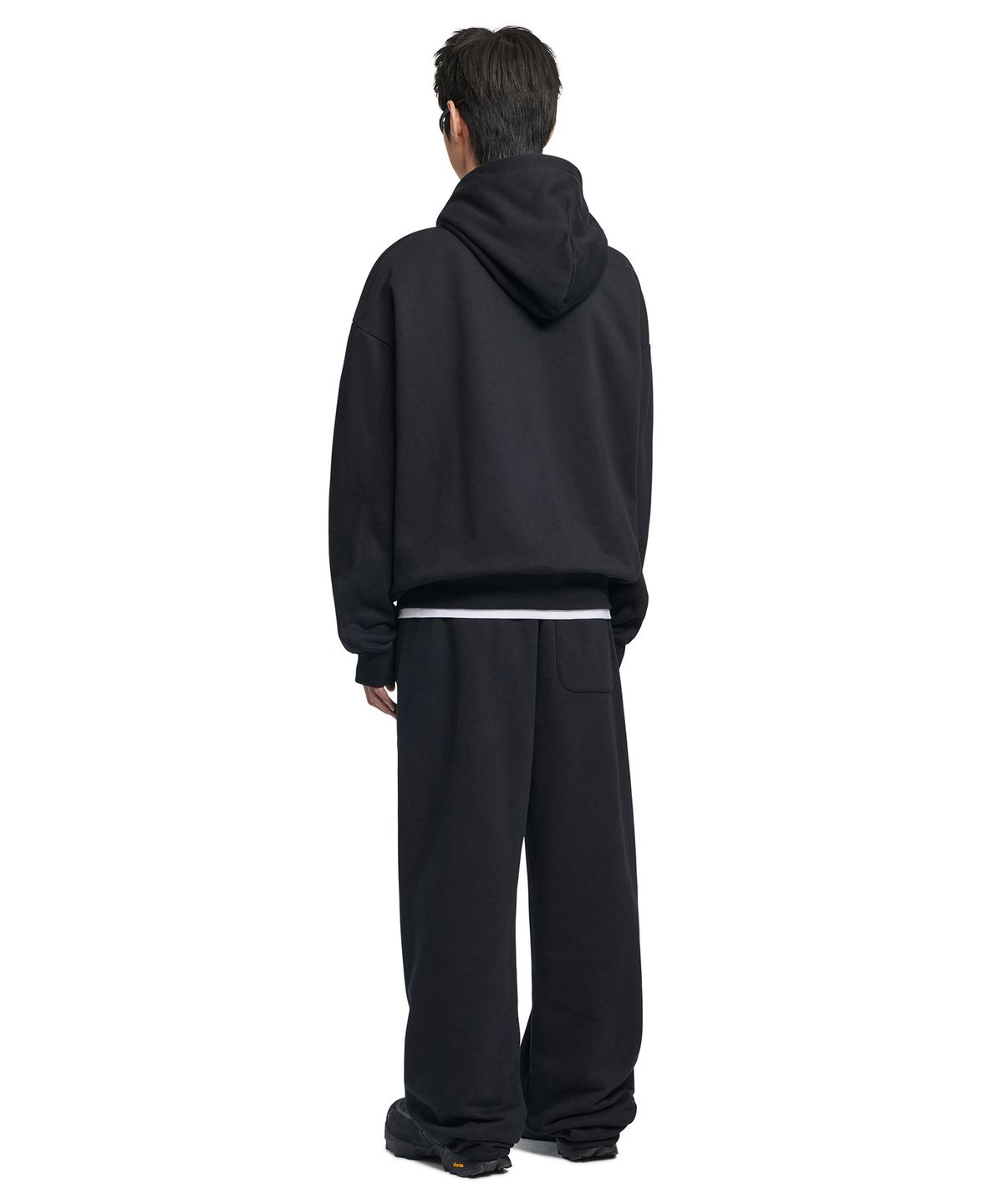 노매뉴얼(NOMANUAL) OVERLAY LOGO SWEATPANTS - BLACK