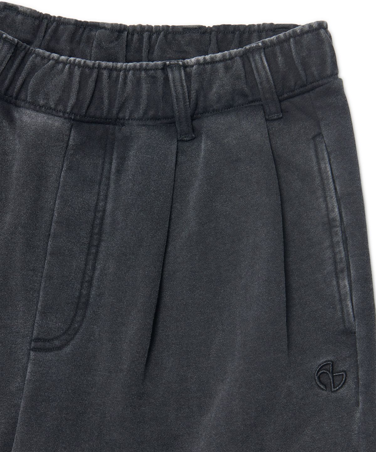 노매뉴얼(NOMANUAL) TWO-TUCK BELTED SWEATPANTS - WASHED BLACK