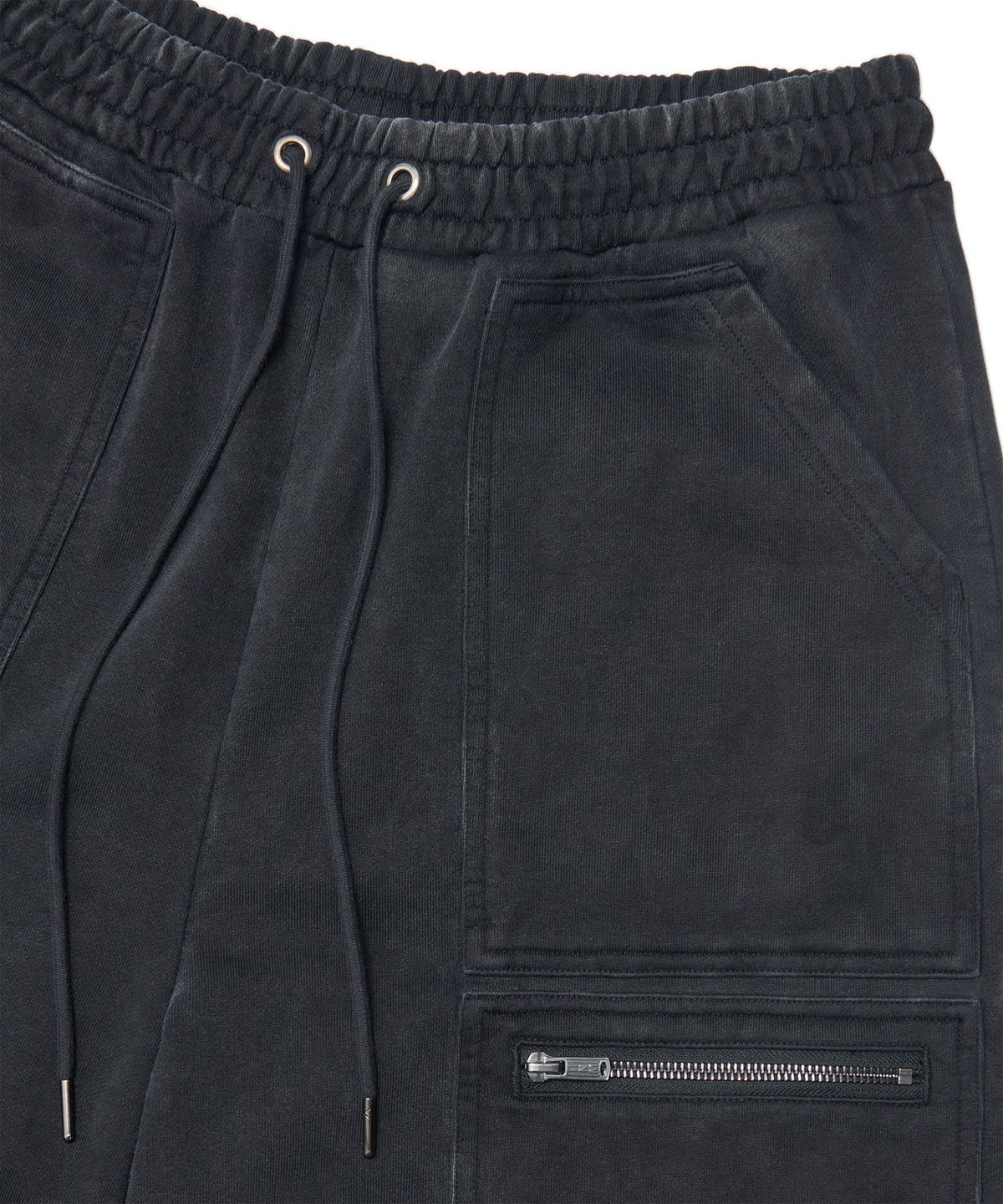 노매뉴얼(NOMANUAL) MULTI CARGO SWEATPANTS - WASHED BLACK