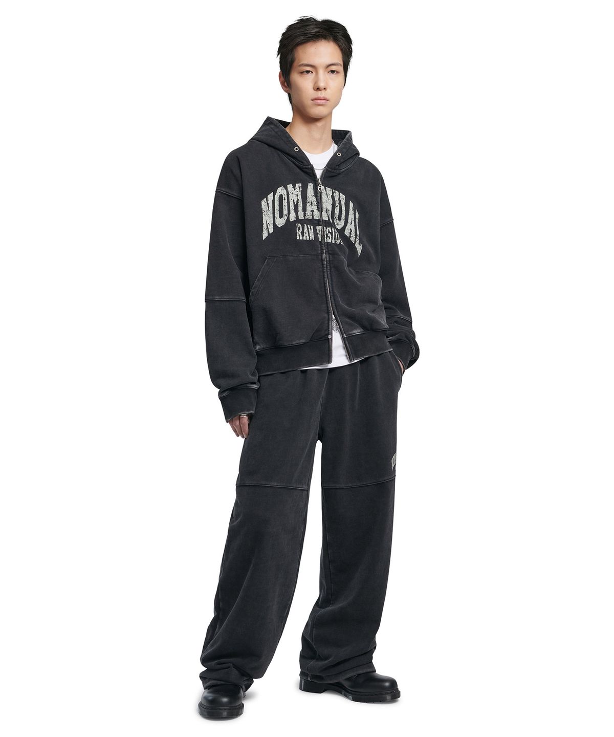 노매뉴얼(NOMANUAL) C.A VINTAGE SWEATPANTS - WASHED BLACK