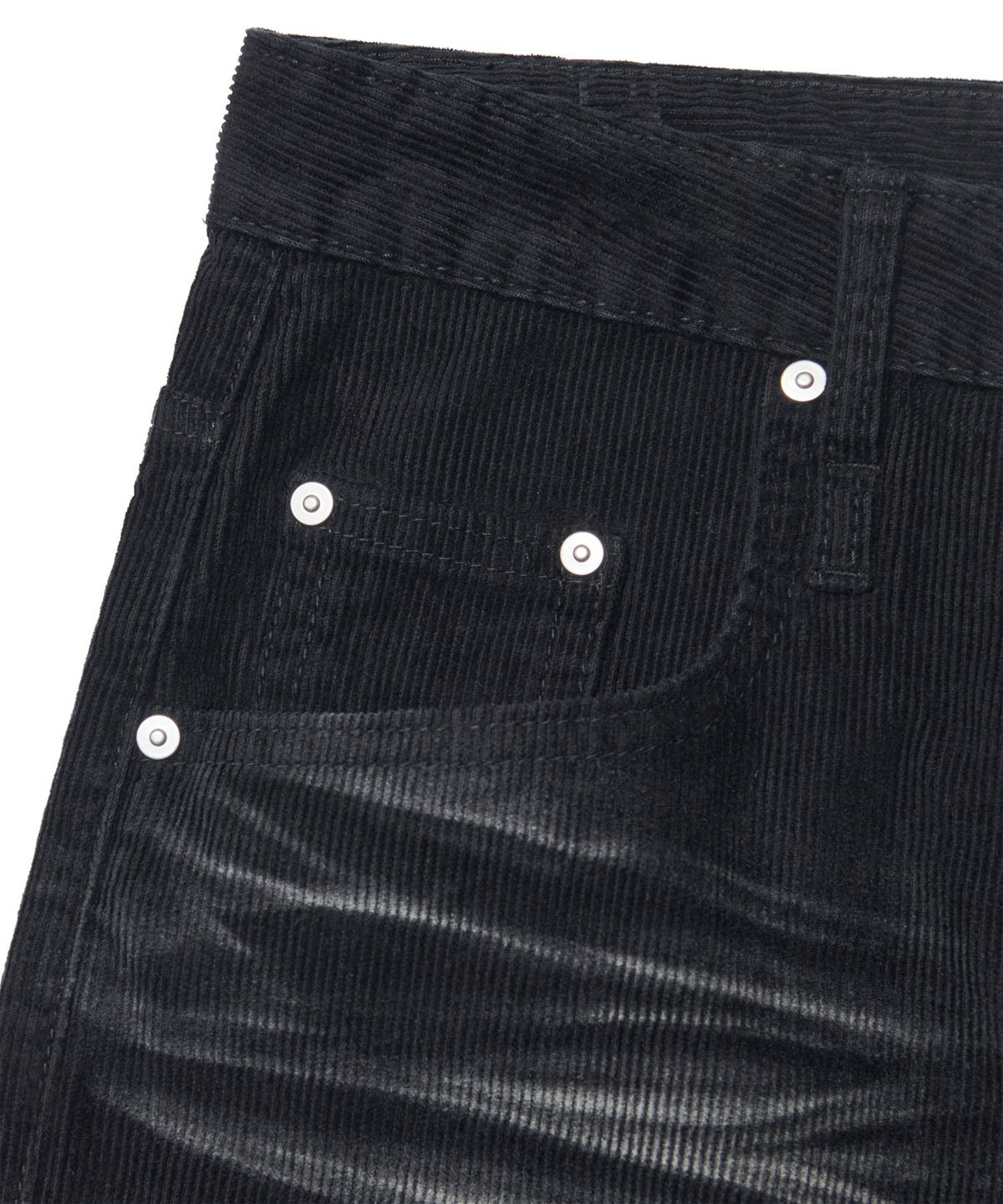 노매뉴얼(NOMANUAL) WAVE CURVED CORDUROY PANTS - BLACK
