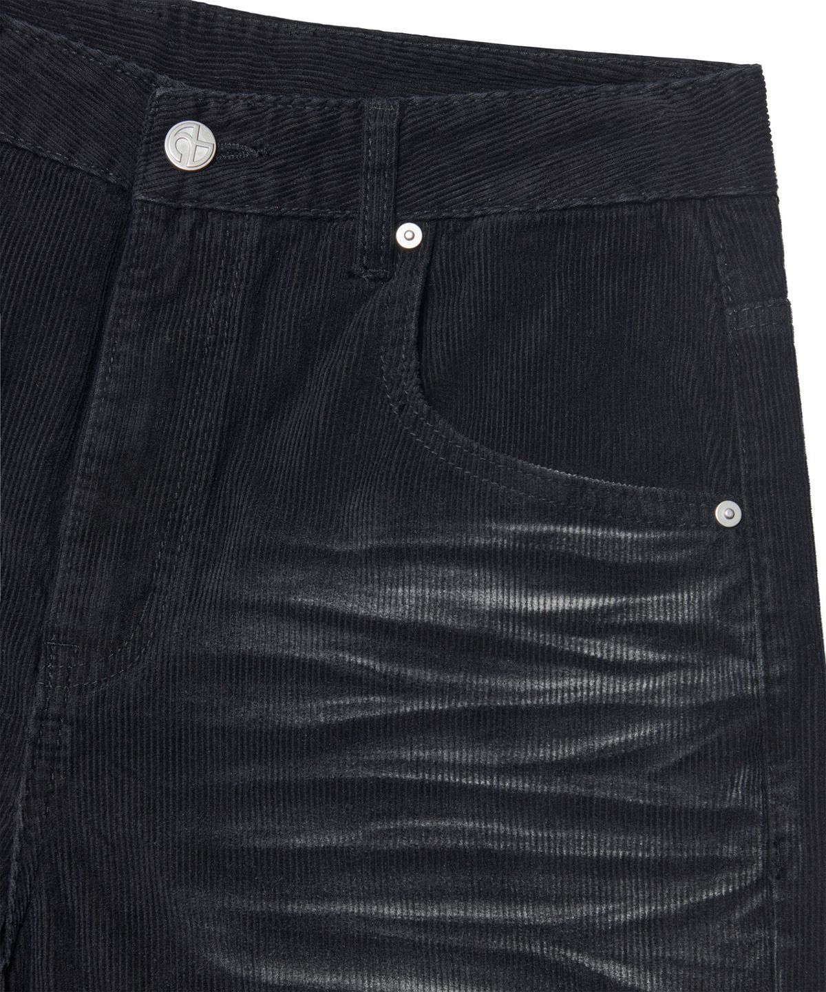 노매뉴얼(NOMANUAL) WAVE CURVED CORDUROY PANTS - BLACK